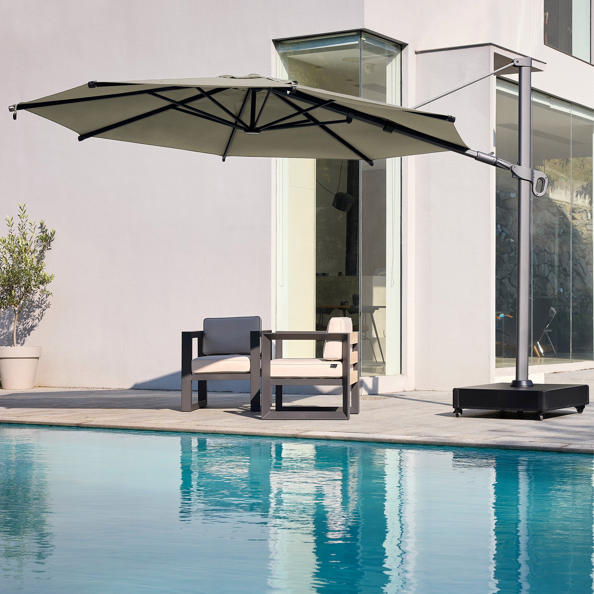 Mirador 11.4’ Cantilever Umbrella with Rolling Base