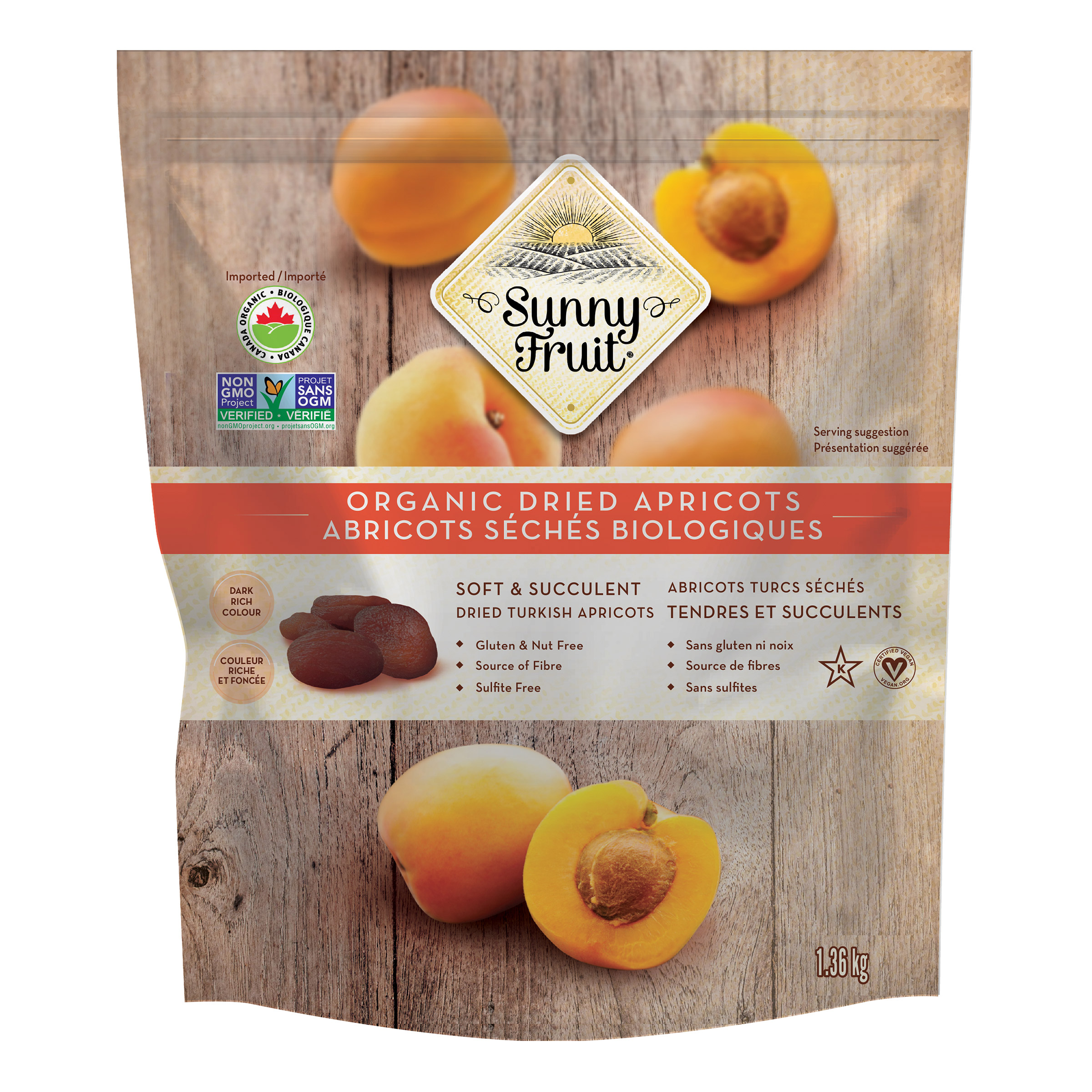 Sunny Fruit Organic Dried Turkish Apricots, 1.36 kg