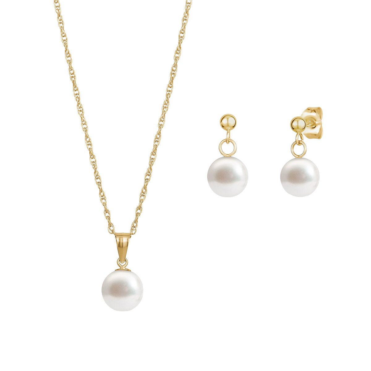 7 – 8 mm Cultured Freshwater Pearl Earrings and Pendant Set