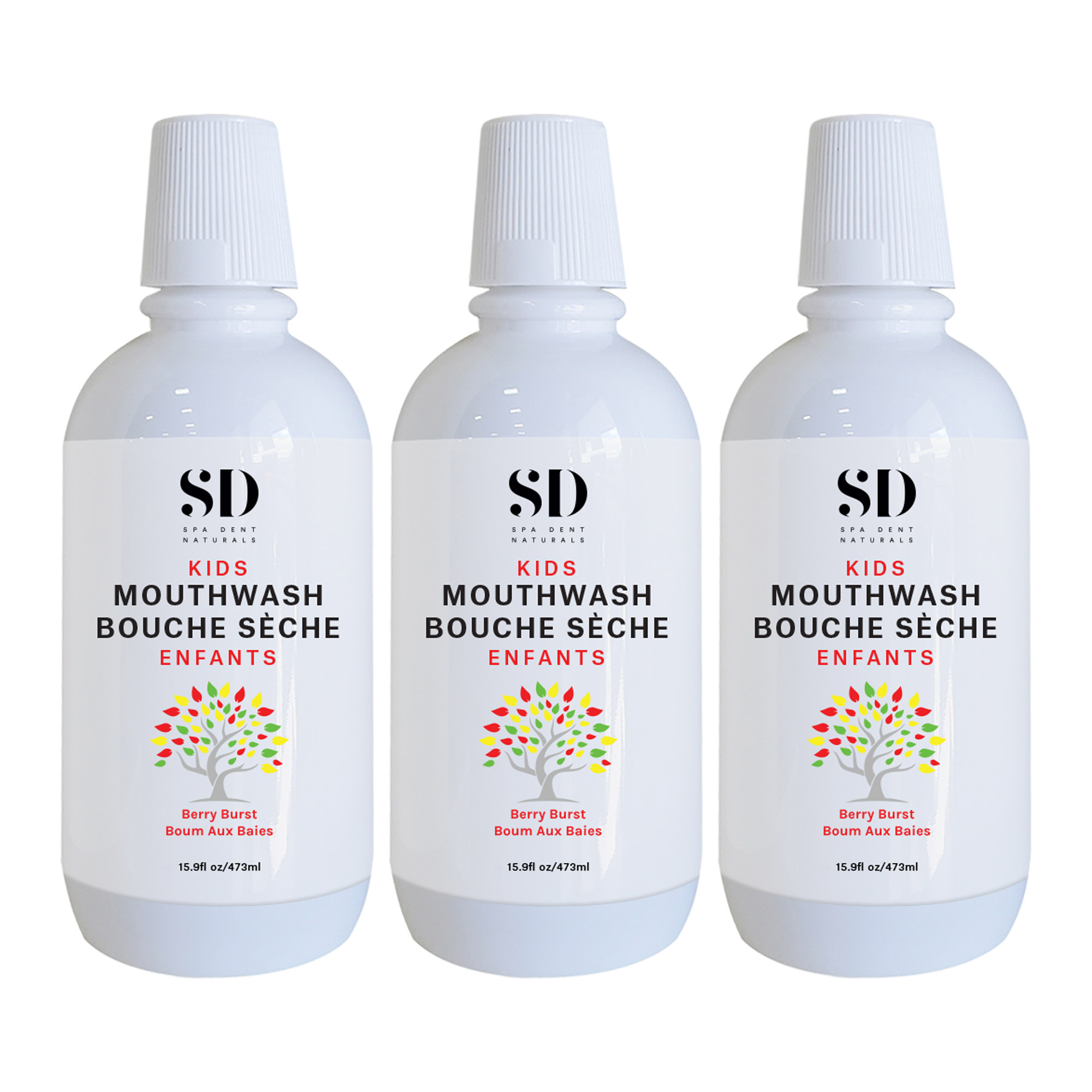 Spa Dent Naturals Kids Fluoride-free Mouthwash - Berry Burst, 3 x 473 mL