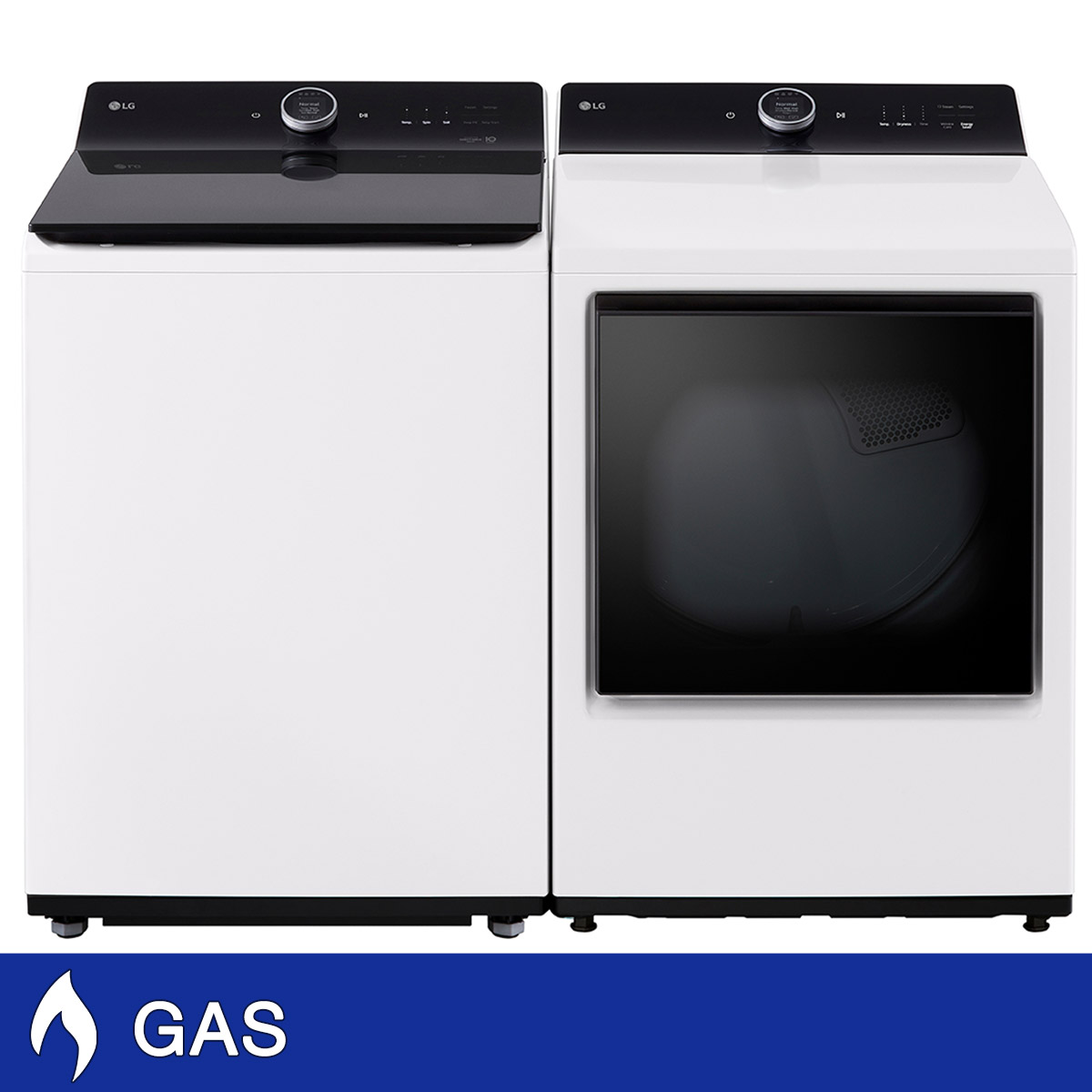 LG 5.5 cu. ft. Top Load Washer with EasyUnload and 7.3 cu. ft. Rear Control GAS Dryer with LG EasyLoad