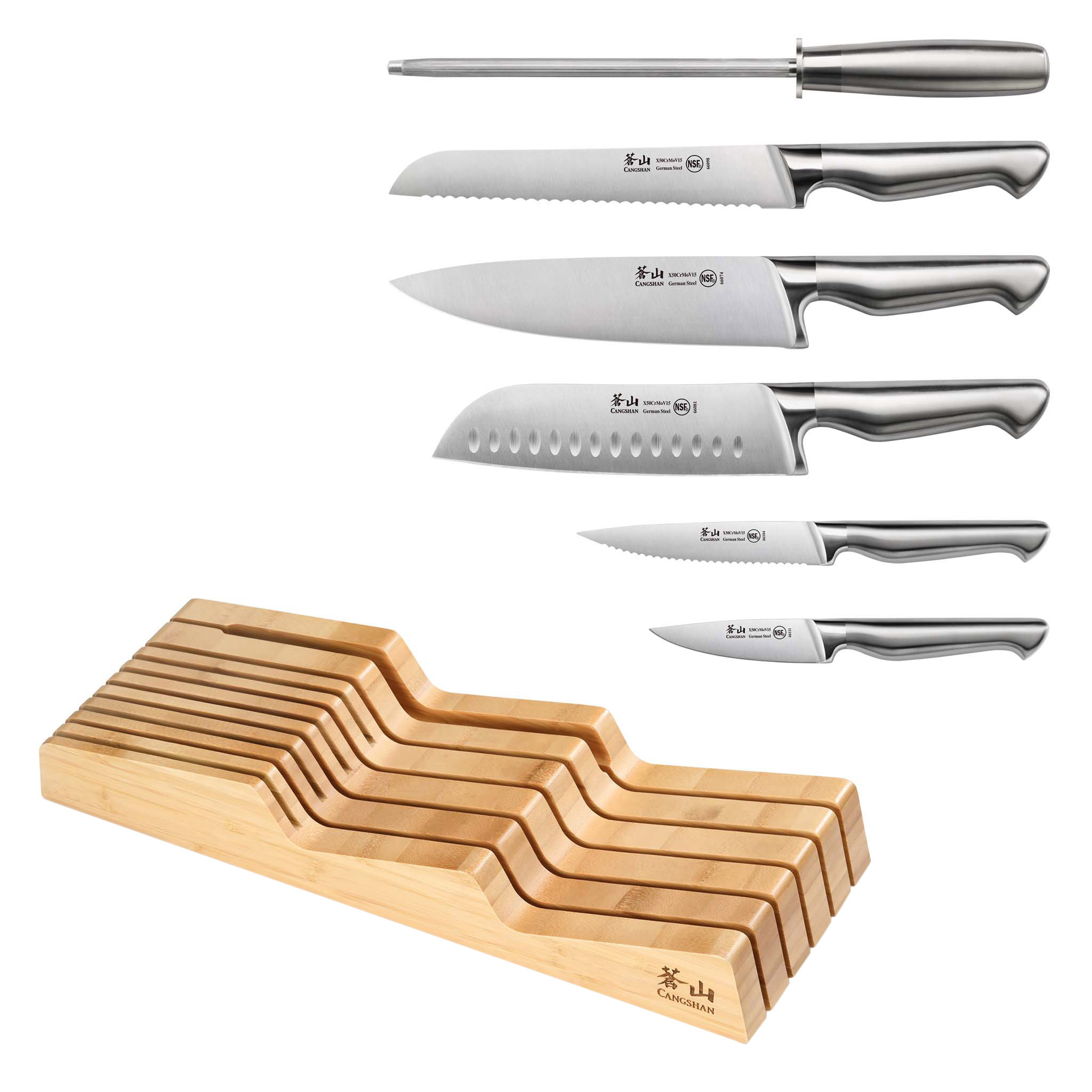 Cangshan Sanford Series 7-piece German Steel In-Drawer Knife Set