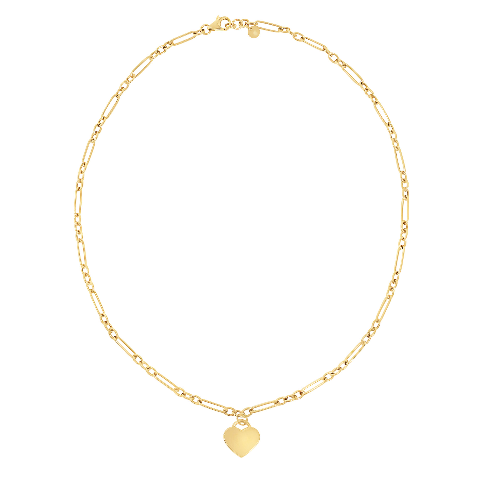 High Polish Heart on Paperclip Link Necklace in Yellow Gold | Costco