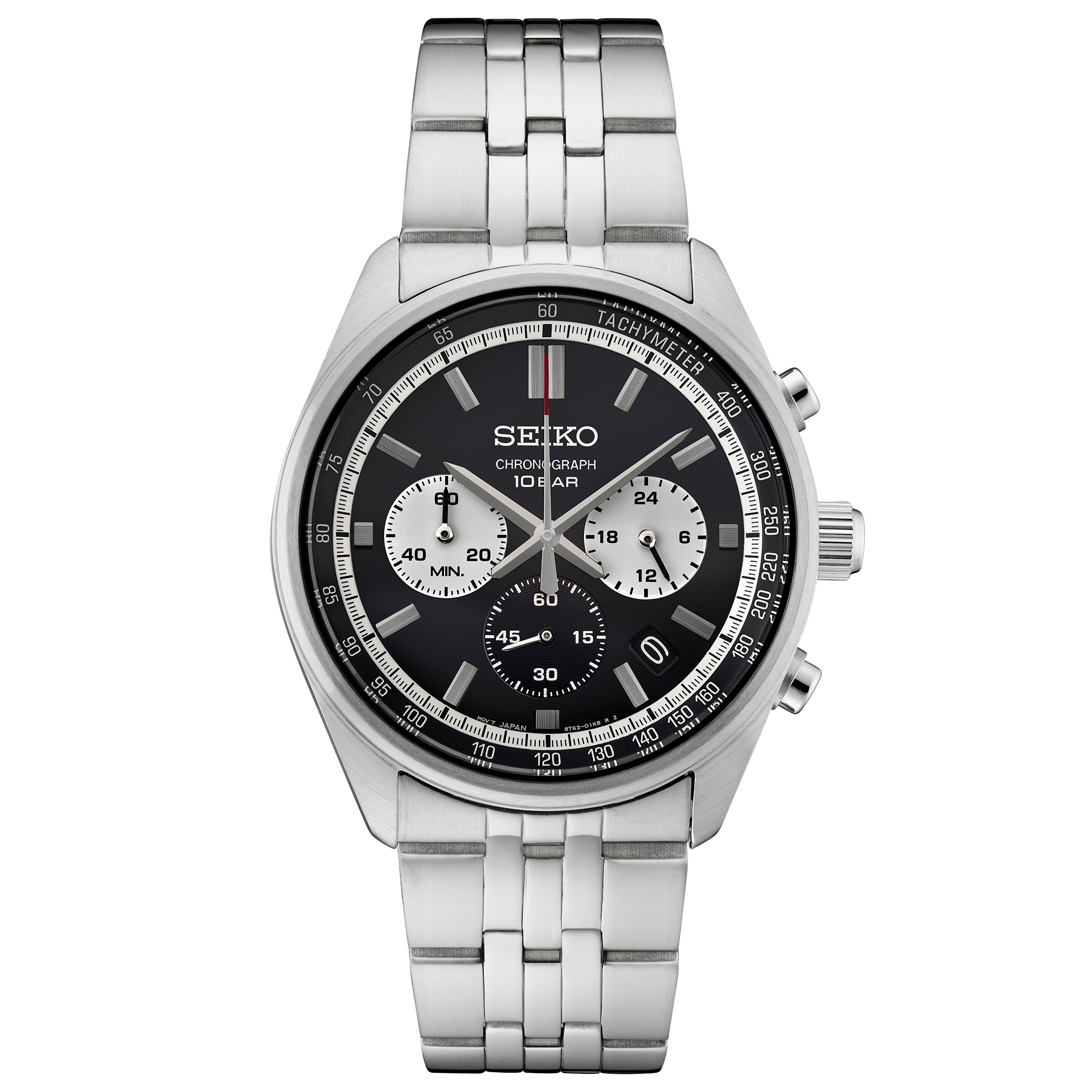 Seiko Stainless Steel Black Dial Chronograph Men's Watch