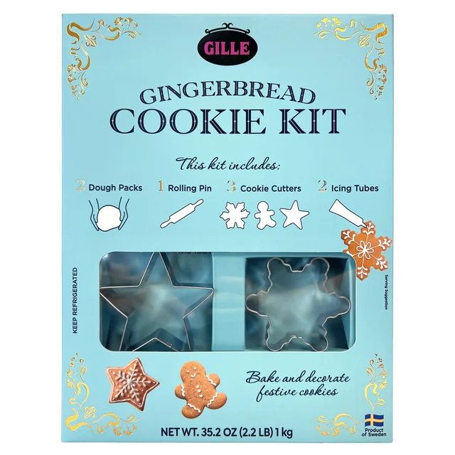GILLE GINGERBREAD COOKIE DOUGH KIT WITH ROLLING PIN 2/17.6 OZ