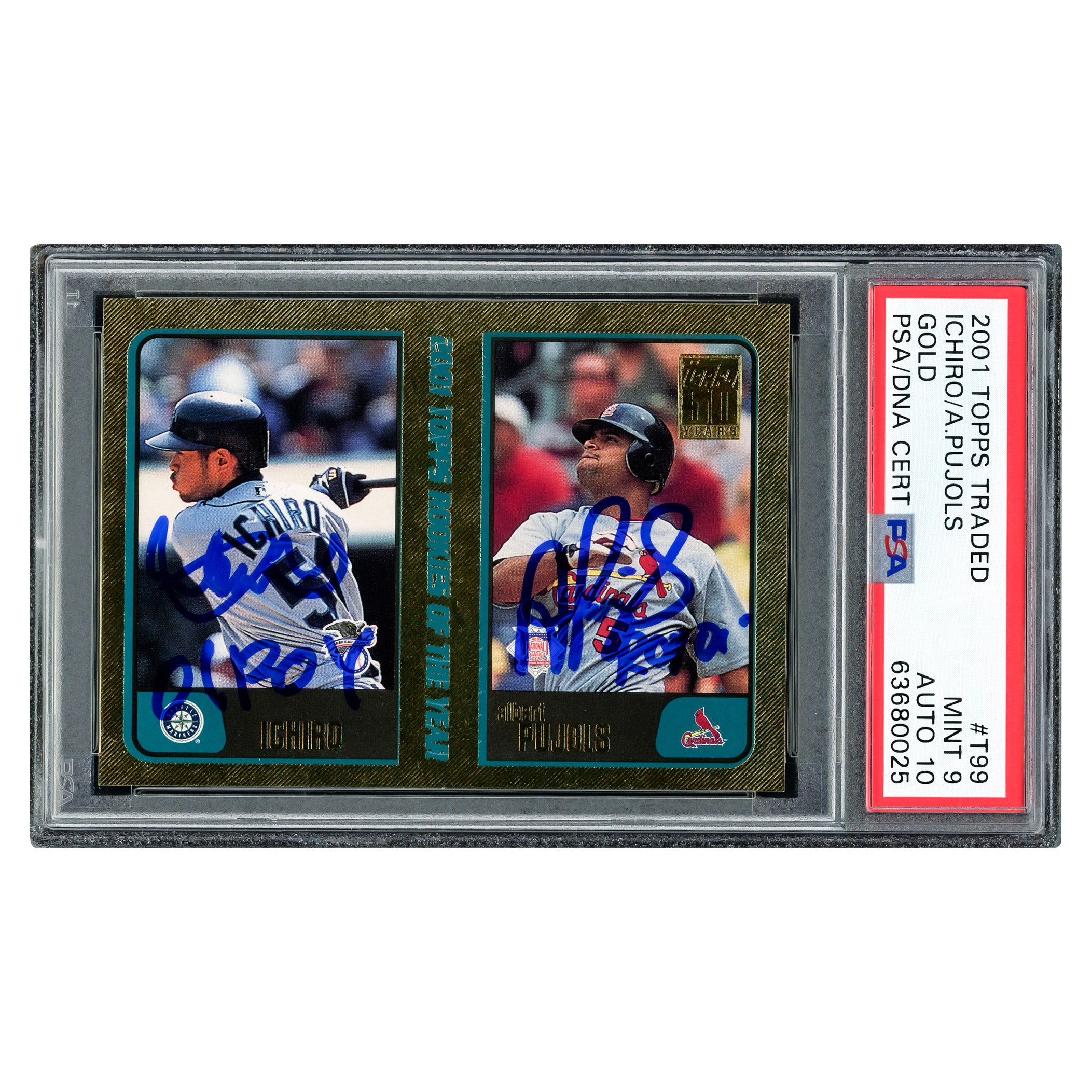 Albert Pujols & Ichiro Suzuki Autographed 2001 Topps Traded Gold