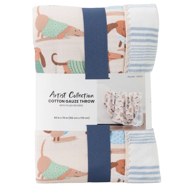 ARTIST COLLECTION COTTON GAUZE THROW 60" X 70"