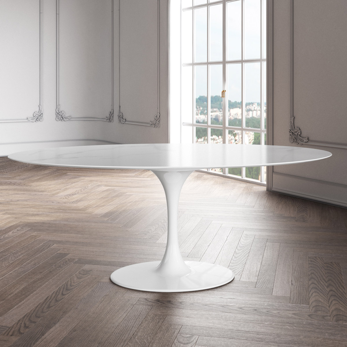 Orchid Oval Solid Quartz Dining Table, 198 cm (78 in.)