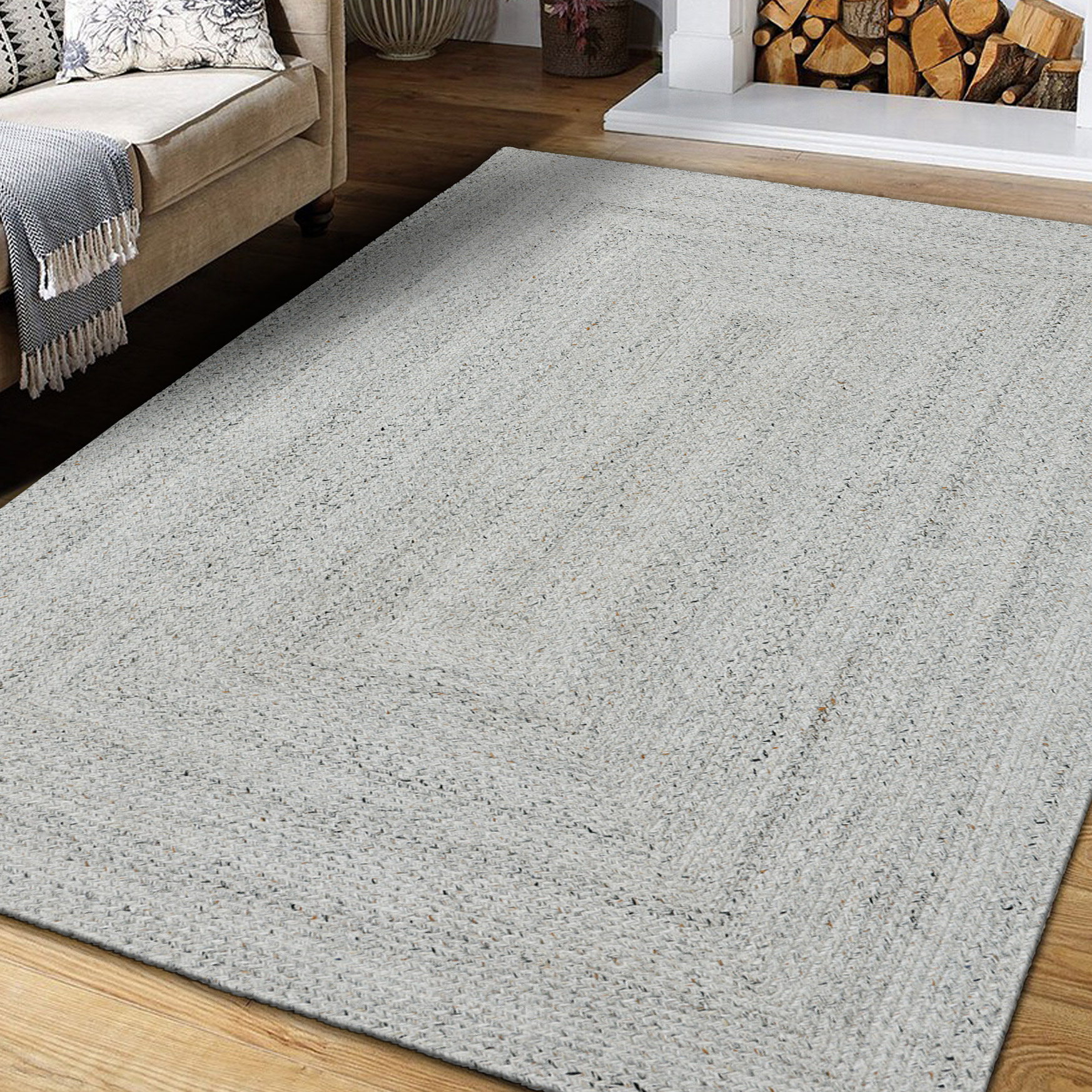 Obeetee Layla Braided Area Rug  Gray  5' x 7'6"
