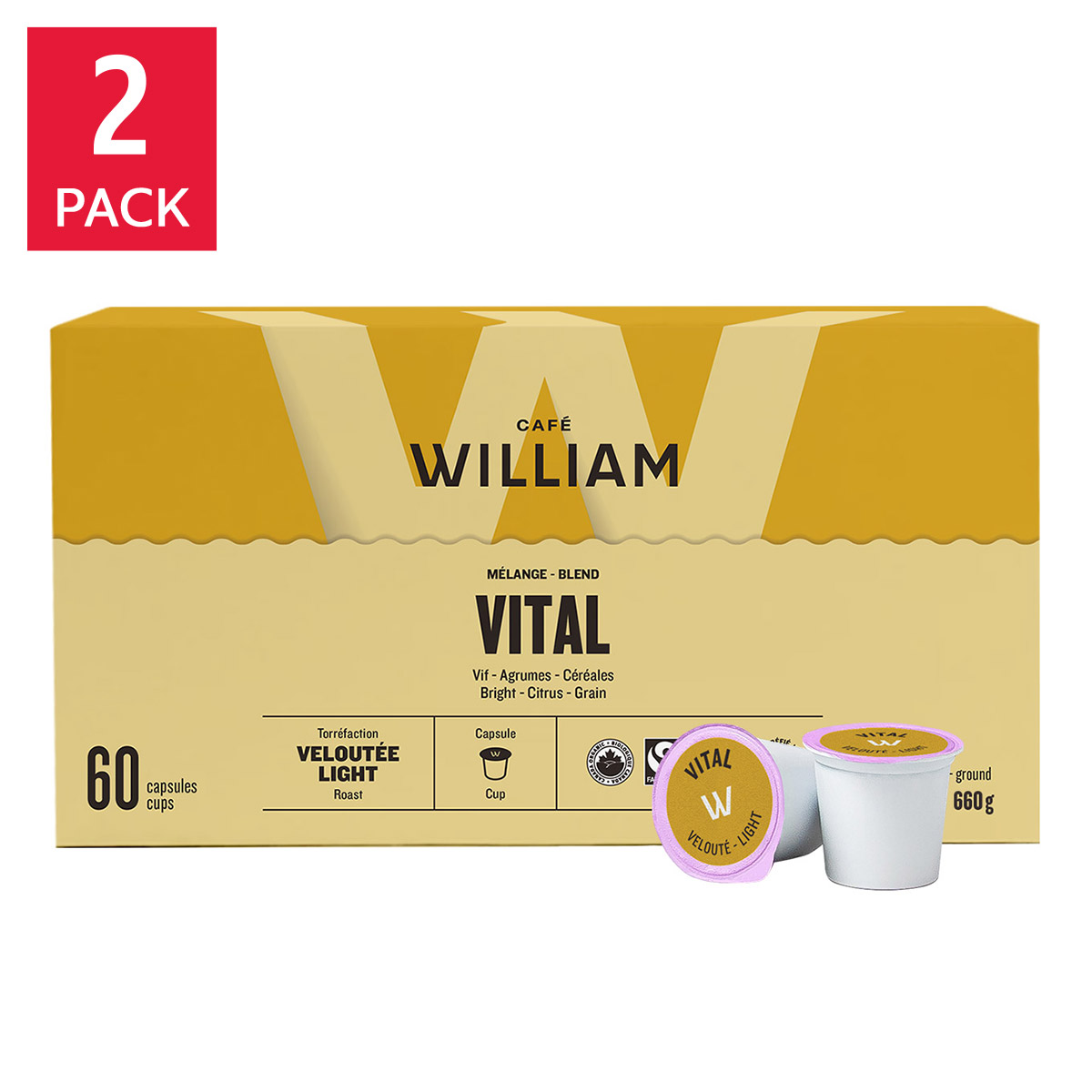 Cafe William Vital Light Roast Single-serve K-cup Coffee Pods, 120-count