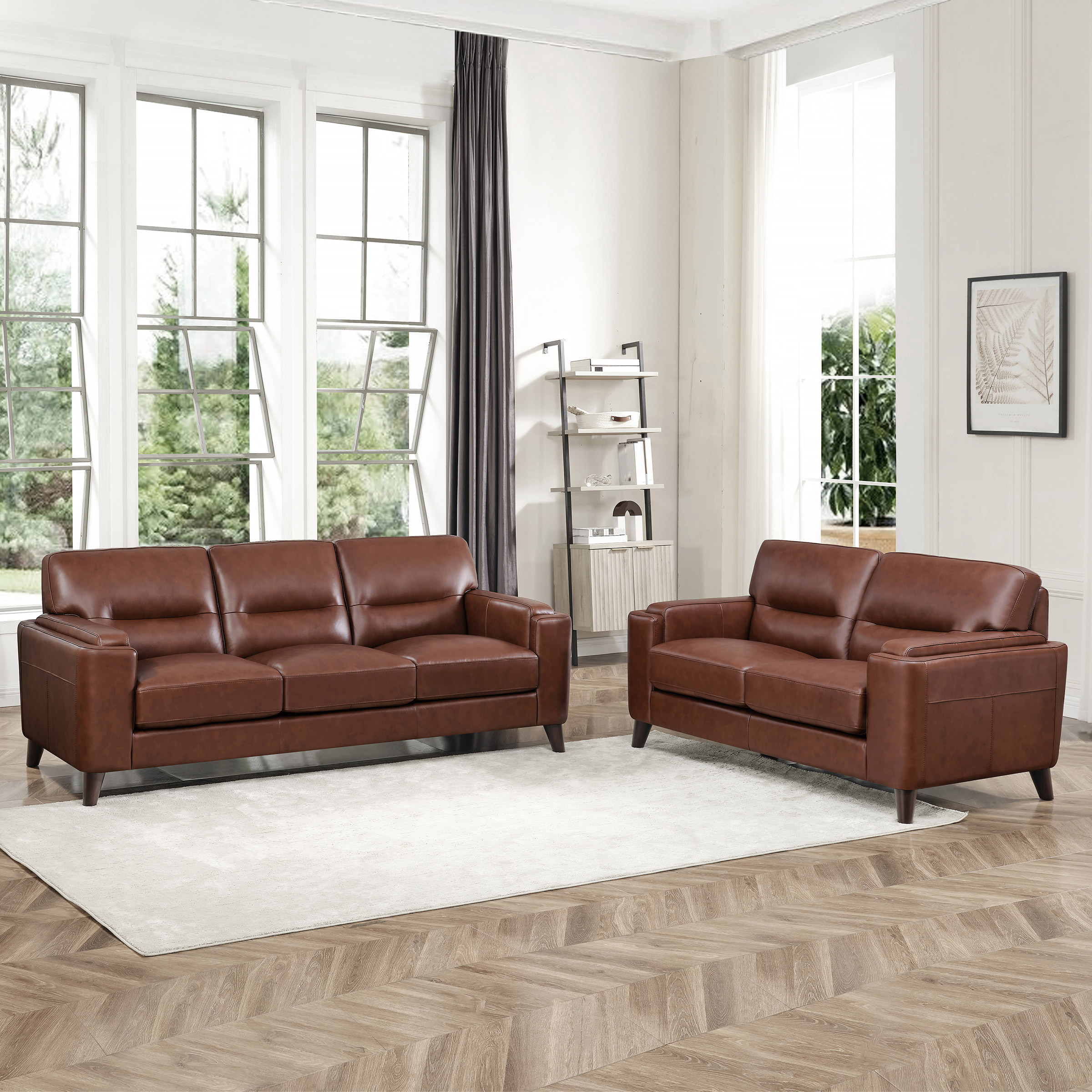 Prospera Home Sorena Top-grain Leather Sofa and Loveseat