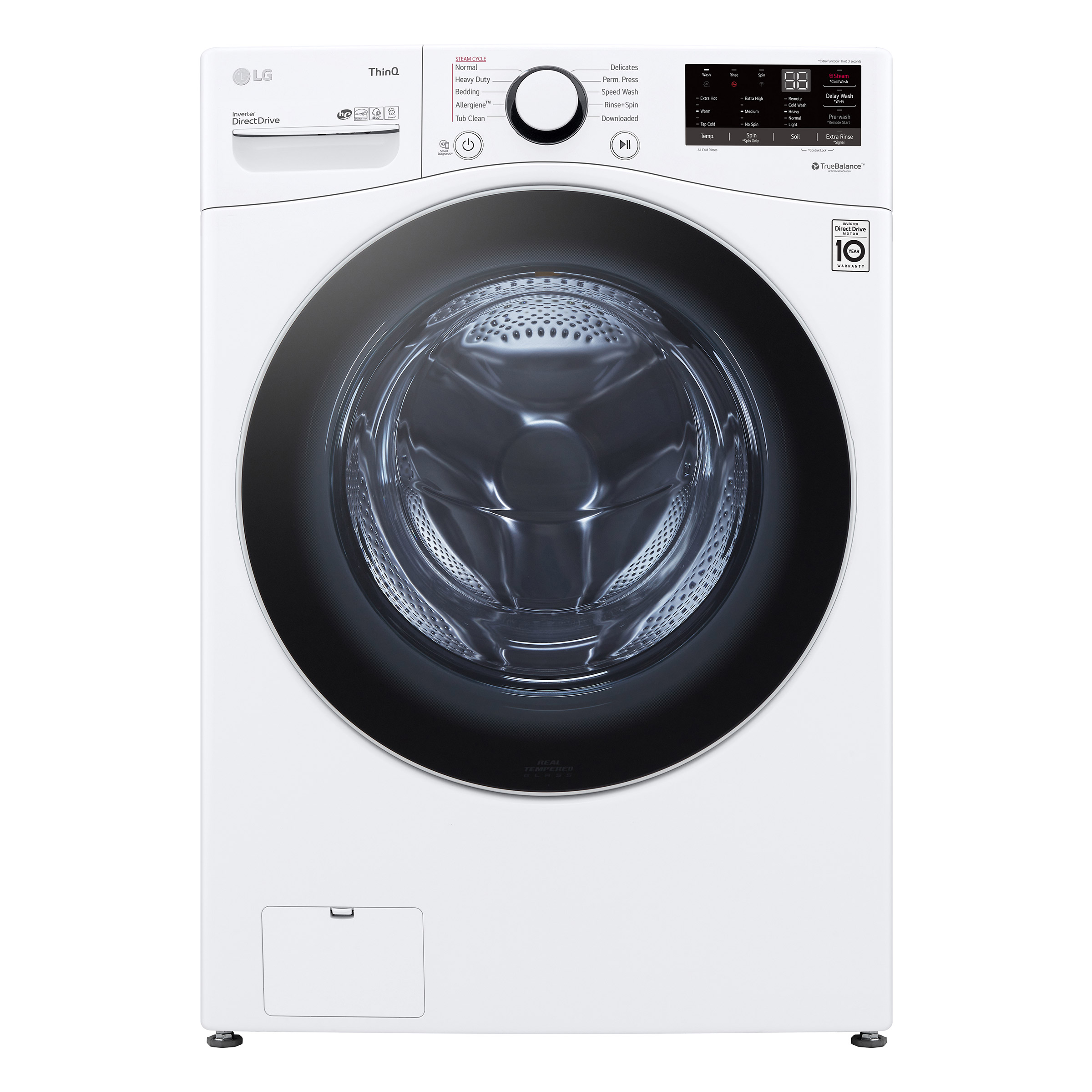 LG 5.2 cu ft. White Front Load Steam Washer with ThinQ Technology and Wi-Fi Enabled		