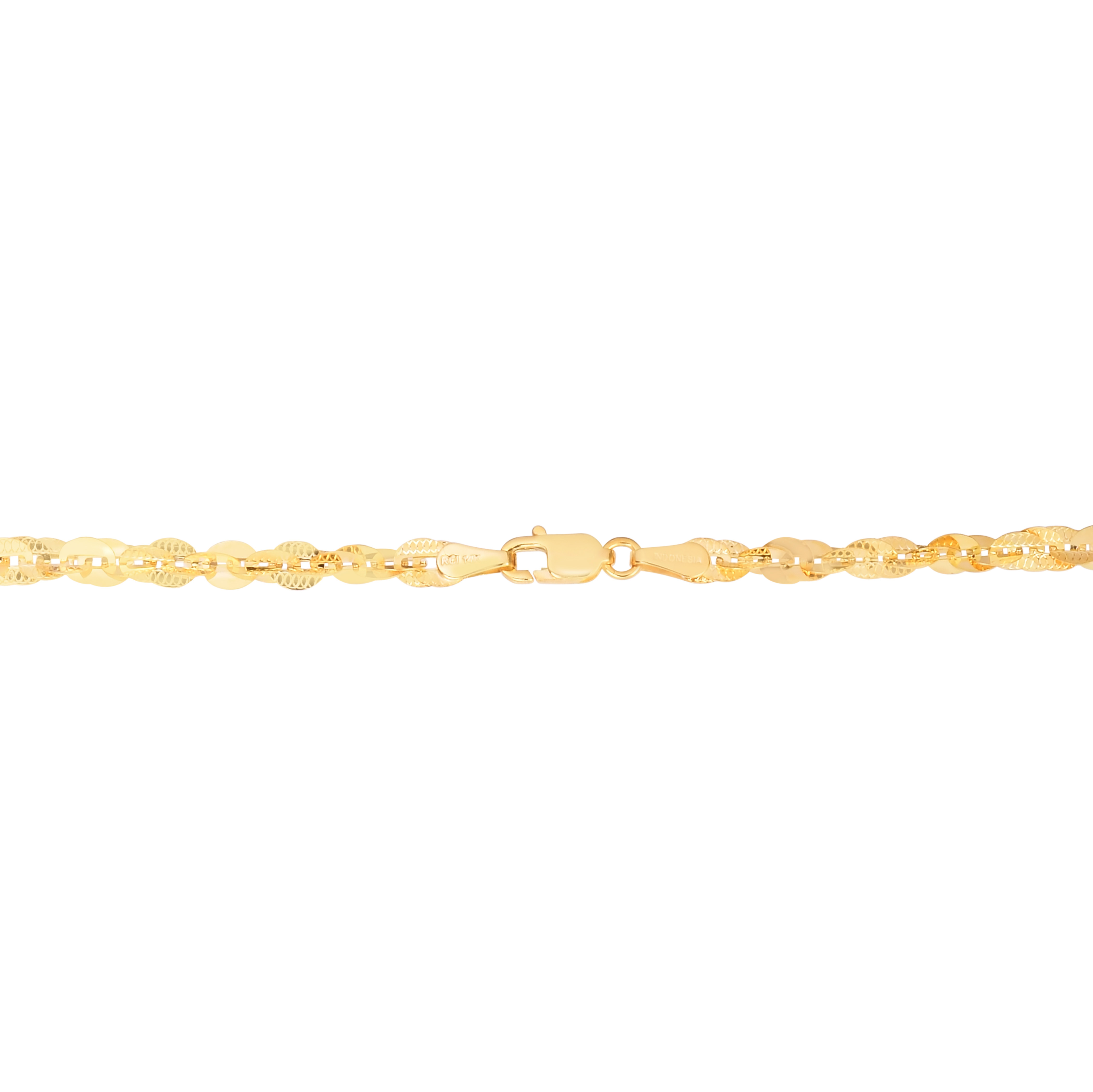 High Polish and Textured Interlink Chain in Yellow Gold | Costco