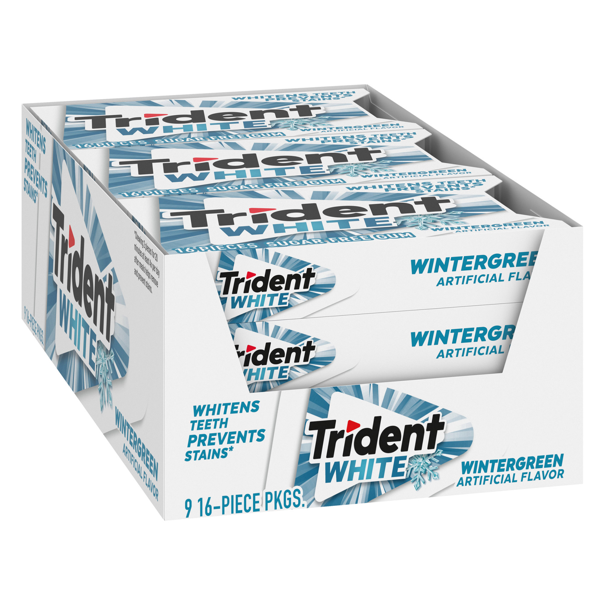 Trident White Sugar Free Gum  Wintergreen  16 Pieces  9-count
