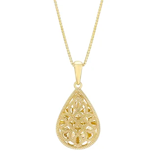 14KT YELLOW GOLD TEARDROP PENDANT 18"