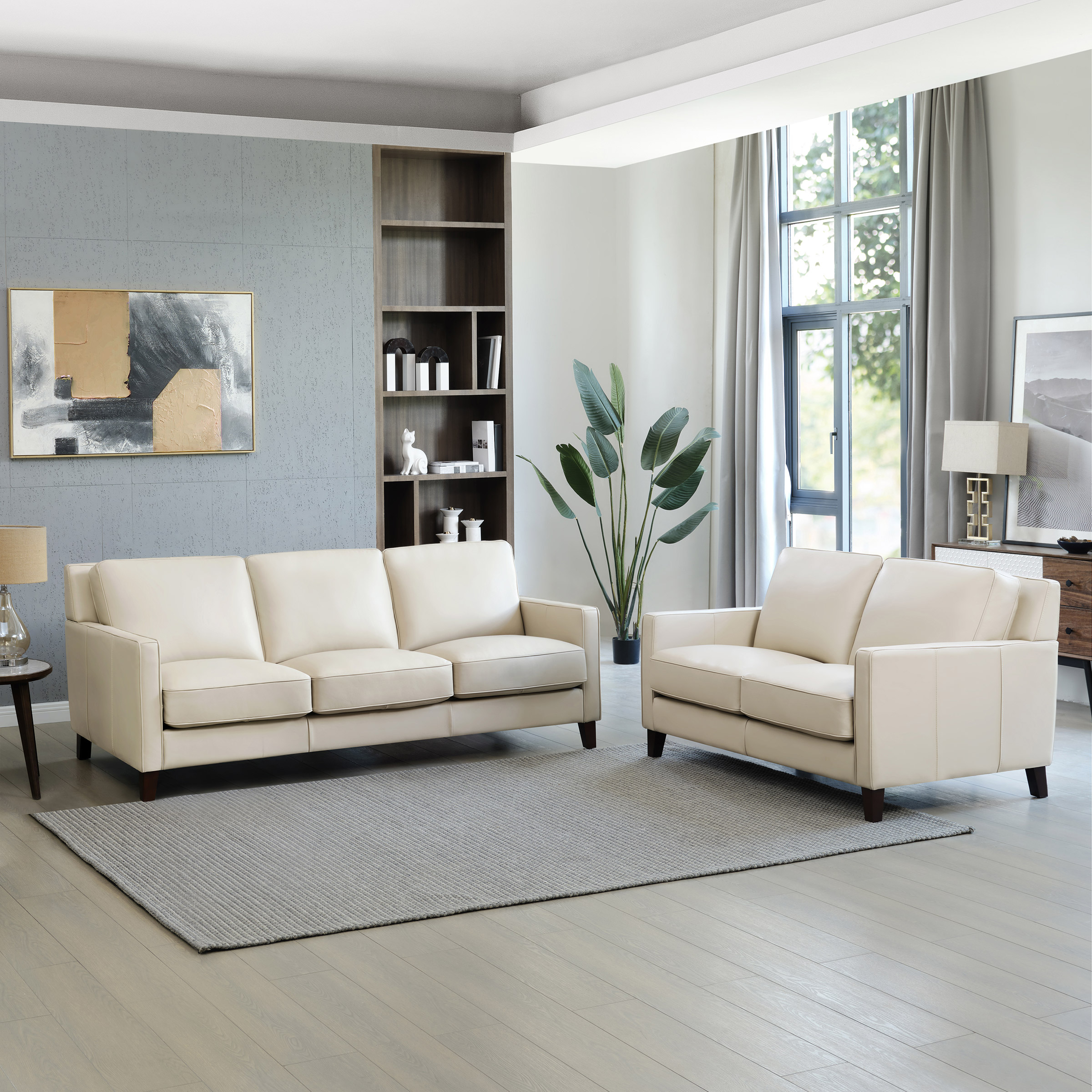 Prospera Home West Park Top-grain Leather Sofa and Loveseat