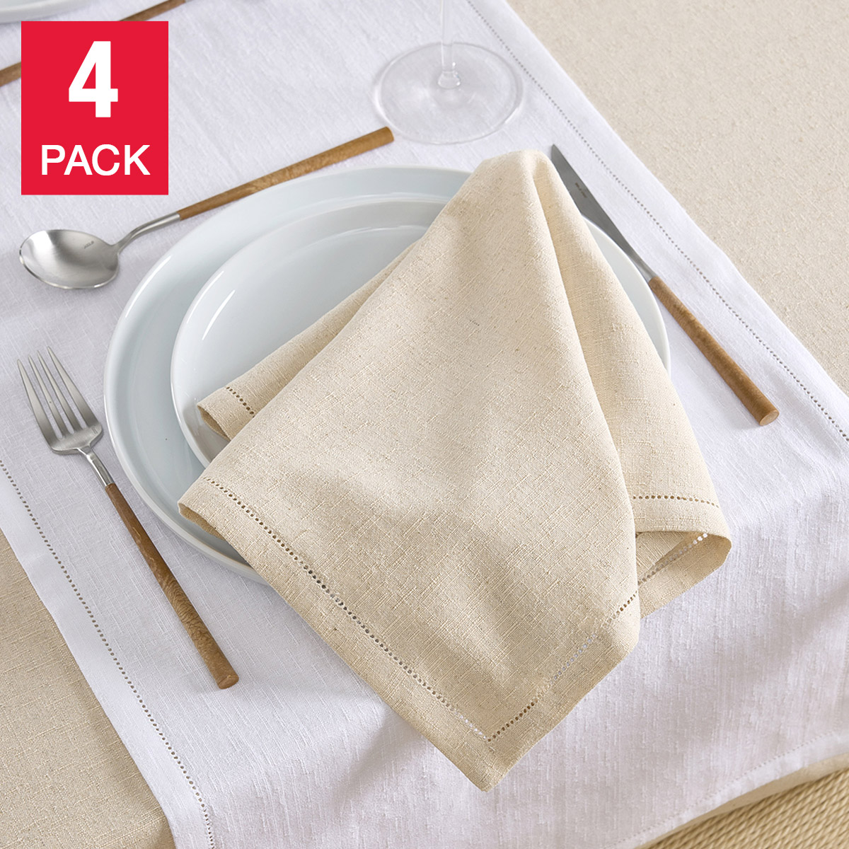 House & Home by Lynda Reeves European Collection - Cotton Linen Napkin Set, 4-piece