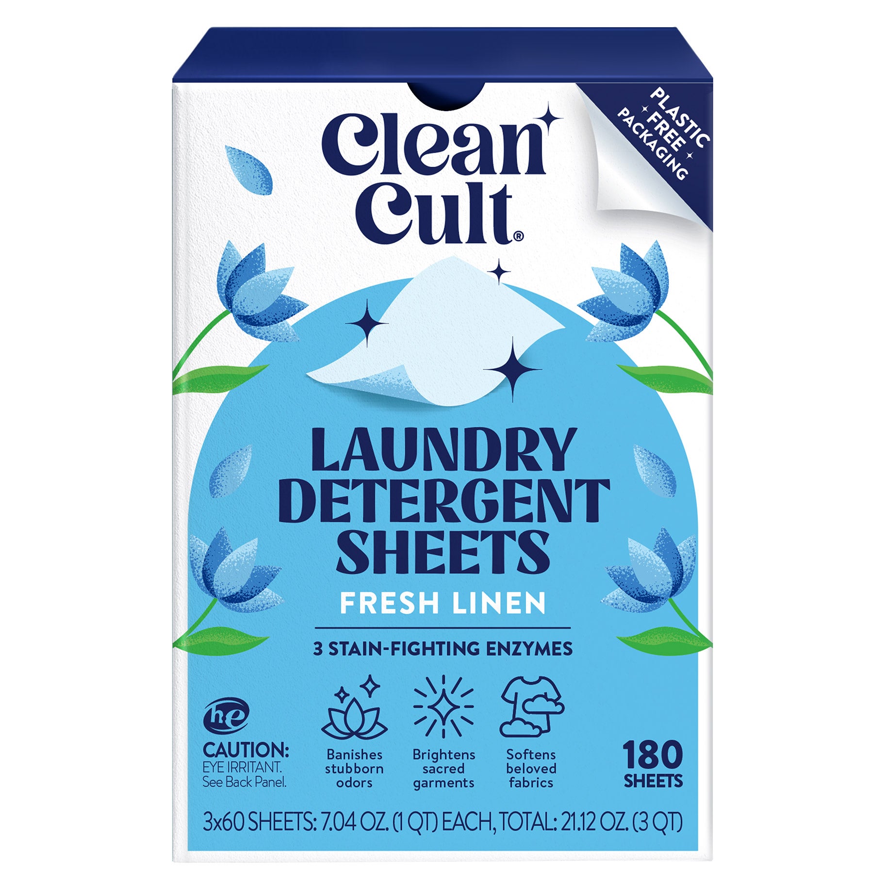 Cleancult Laundry Detergent Sheets, Fresh Linen, 180 Loads, 180 Sheets