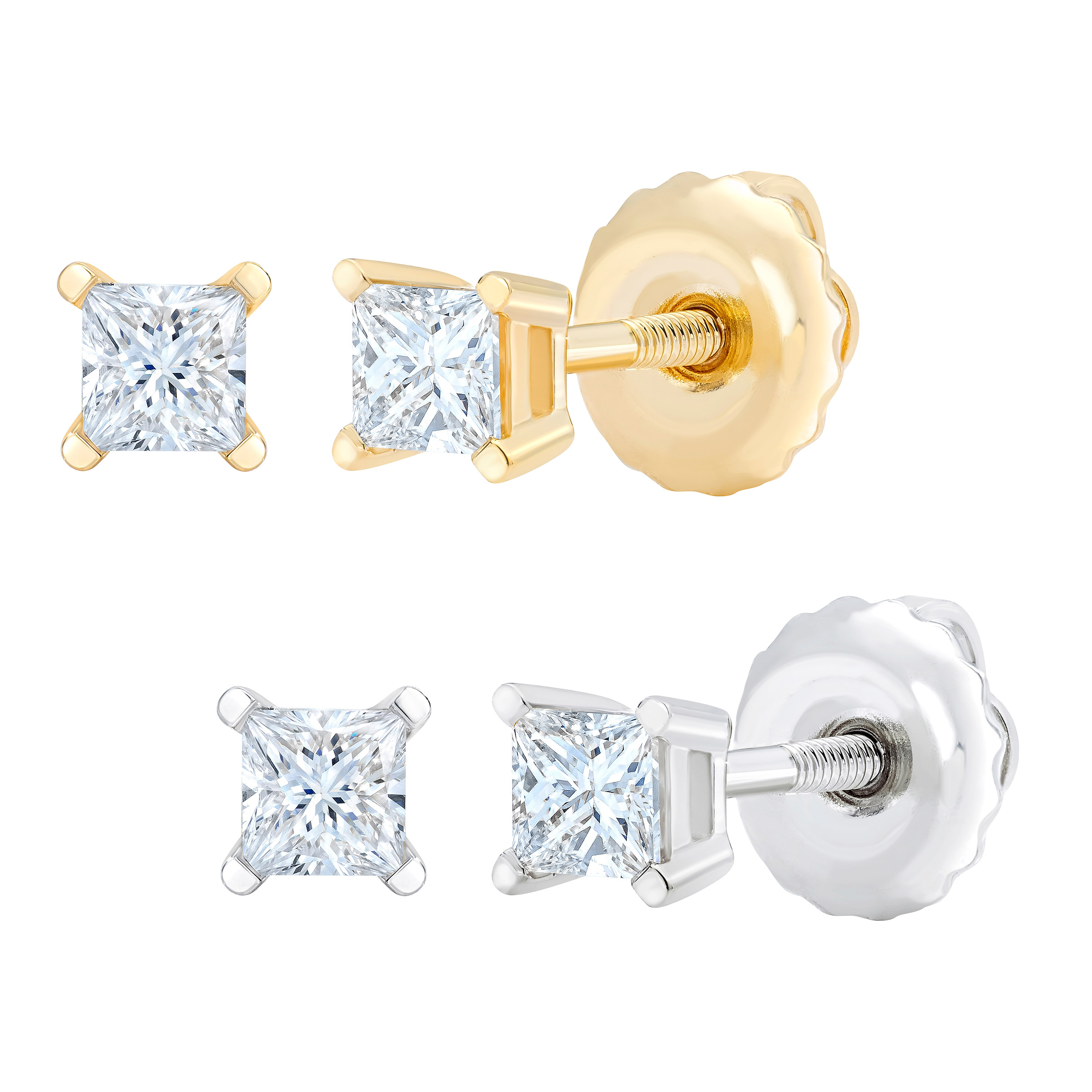 Princess Cut Diamond Stud Earrings (0.23 ctw)