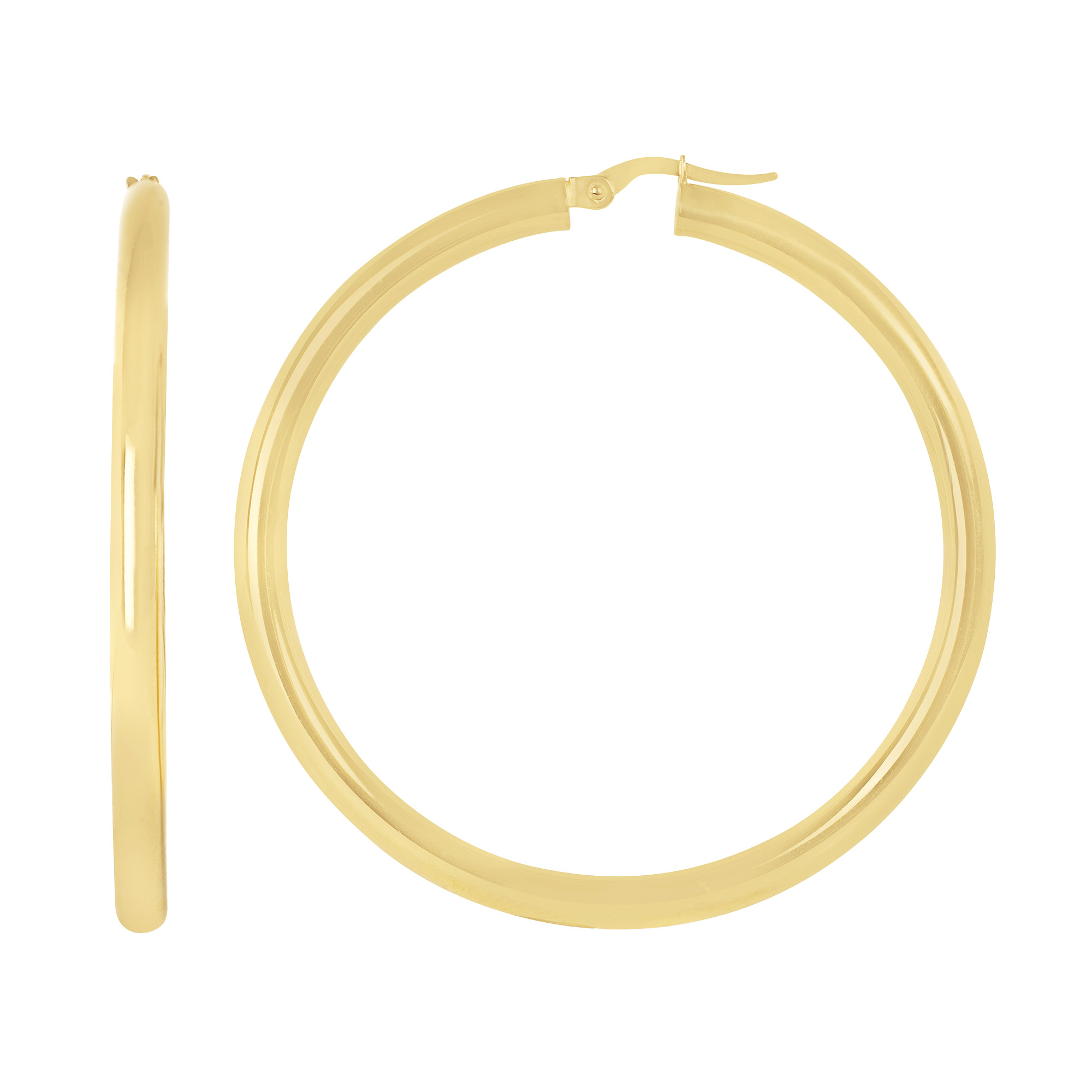 High Polish Hoop Earrings in Yellow Gold