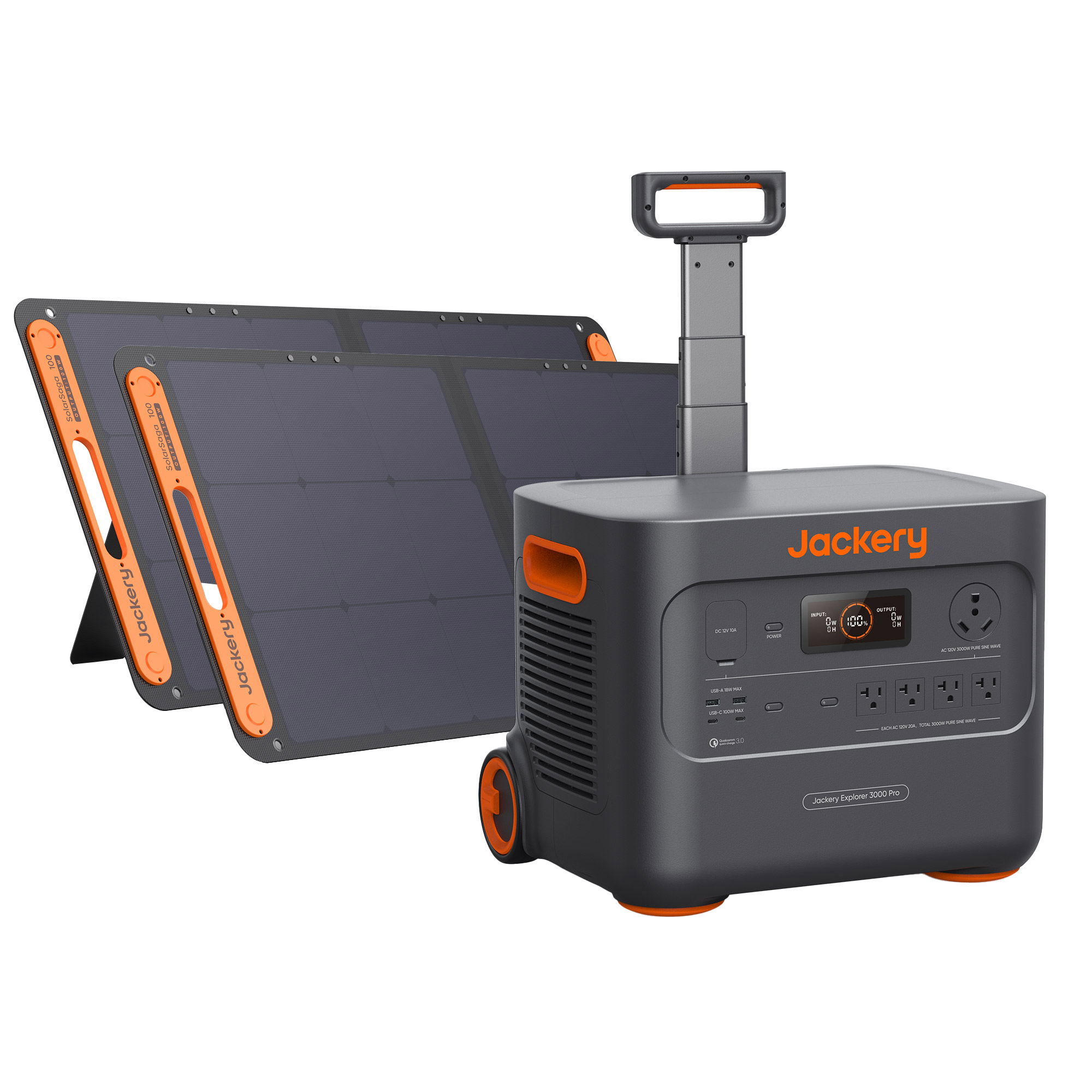 Jackery Explorer 3000 Pro Portable Power Station + 2 x 100W Solar Panels