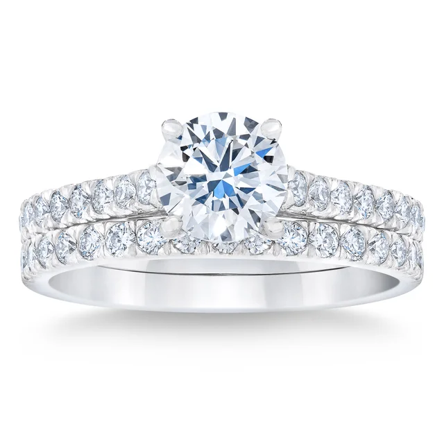 1.64CTW ROUND DIAMOND PLATINUM WEDDING SET 0.99CT CENTER VVS1 "H"