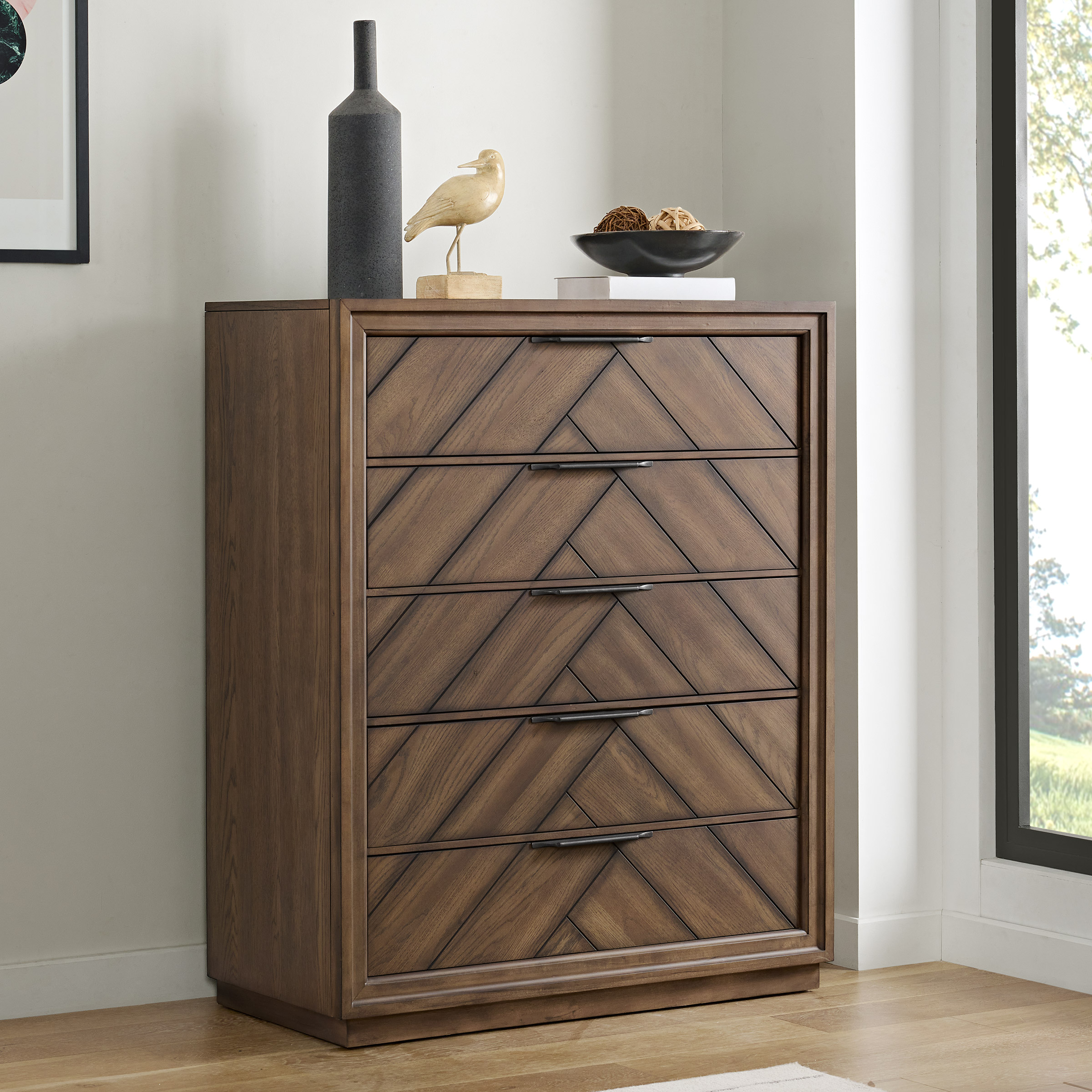 Soho 5-drawer Tall Chest, Brown