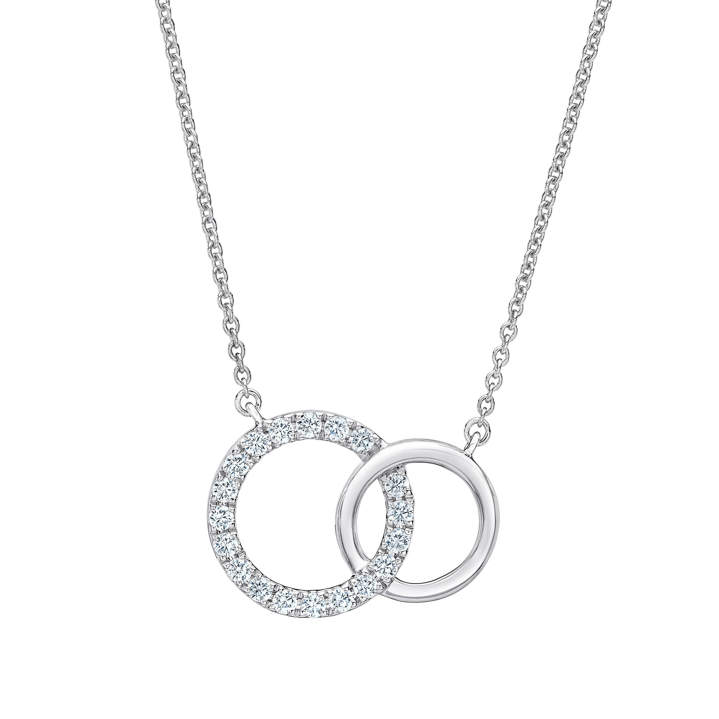 Round Brilliant Diamond and High Polish Linked Circle Necklace (0.33 ctw)