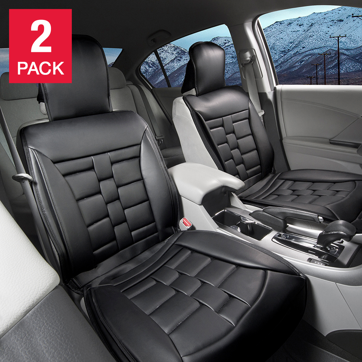 Alpena Black Padded Universal Fit Luxury Seat Cover, 2-pack