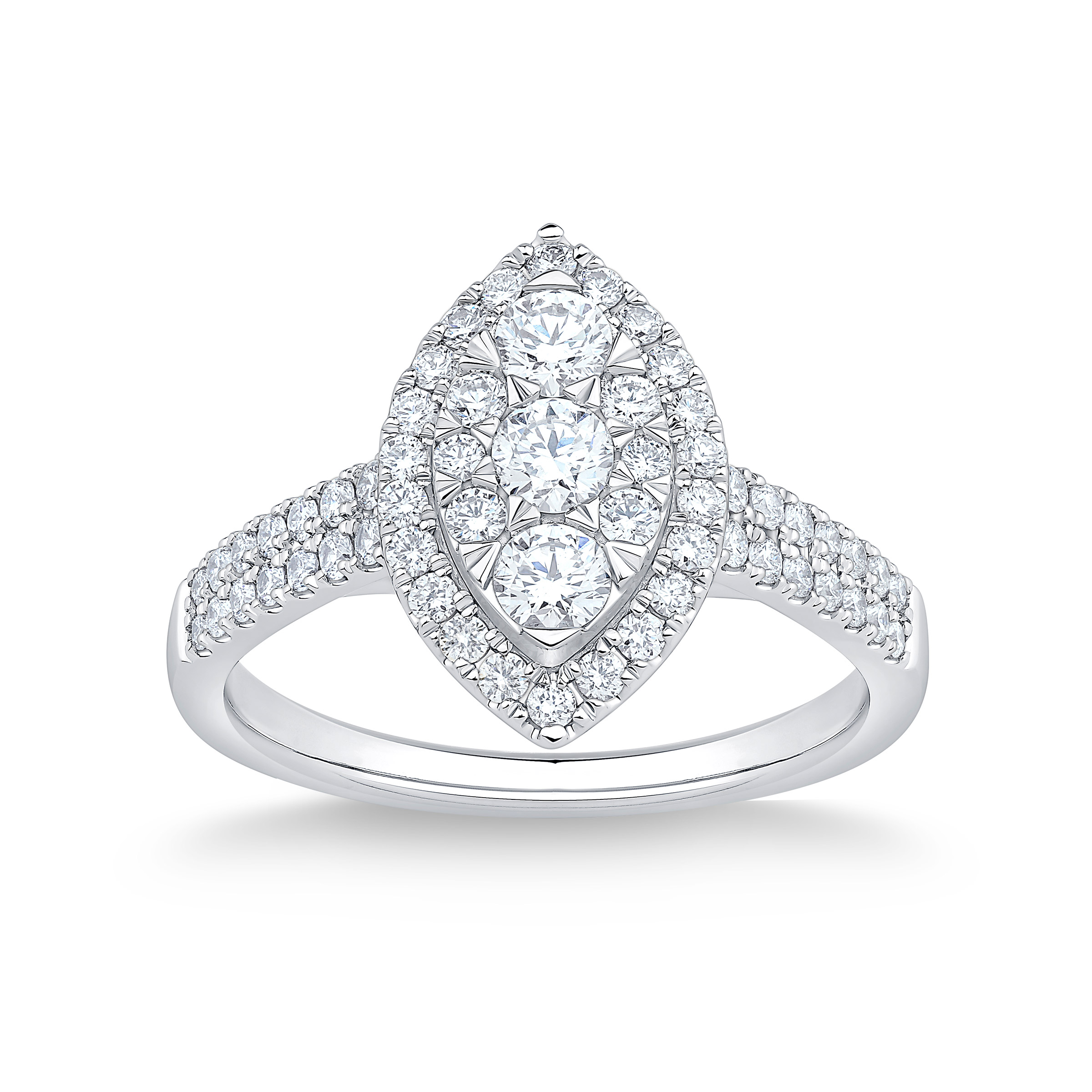 Round Brilliant Diamond Marquise Shaped Composite Ring (0.80 ctw)