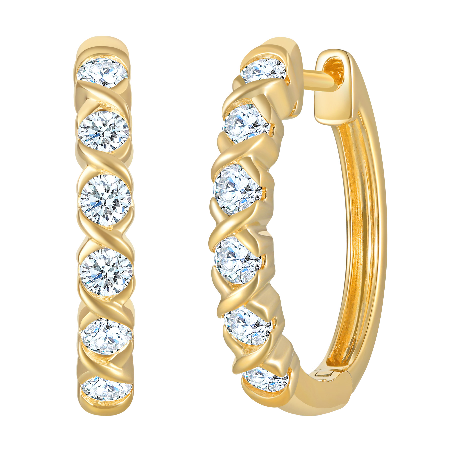 Round Brilliant Diamond XO Hoop Earrings (0.50 ct)