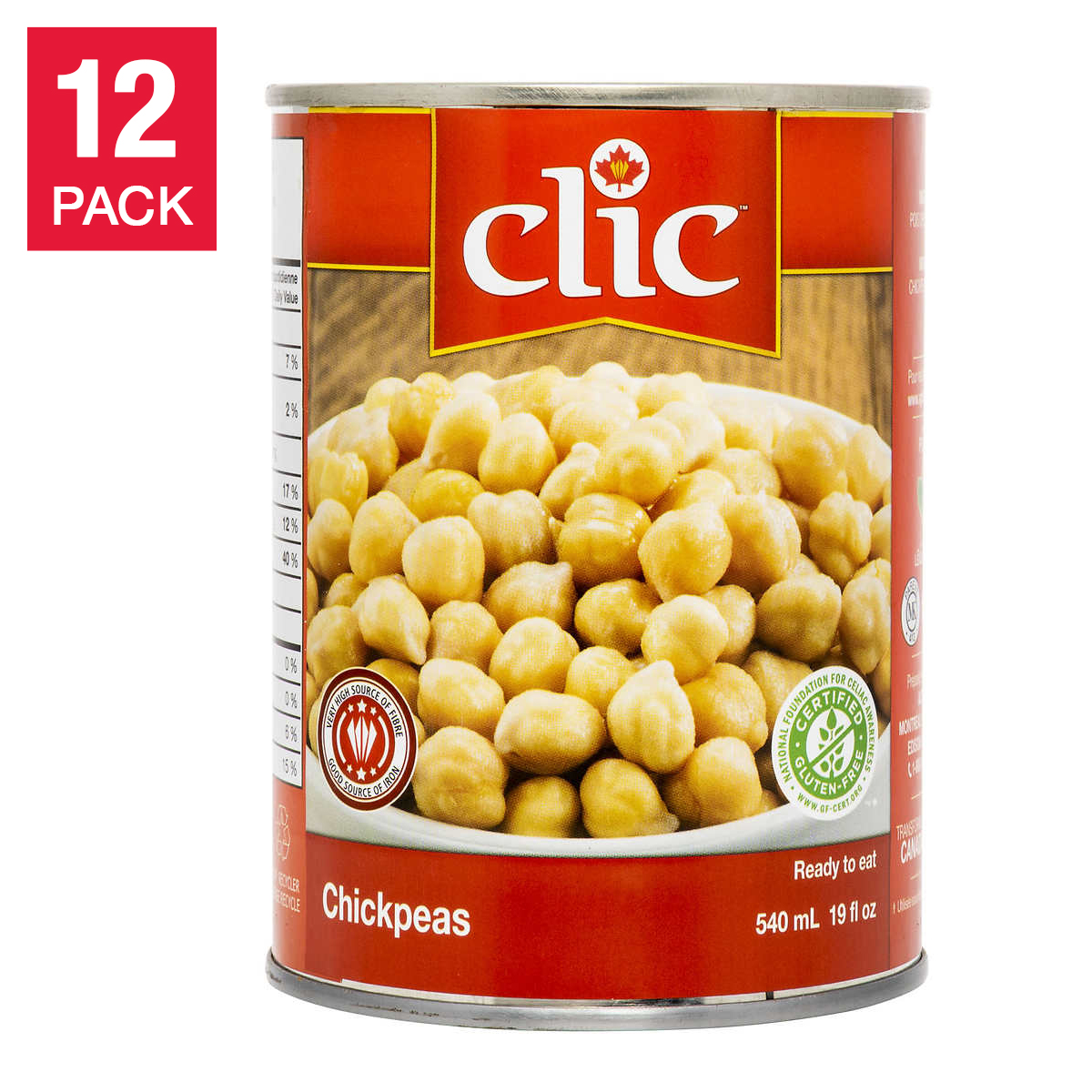 Clic Canned Chickpeas, 12 × 540 mL