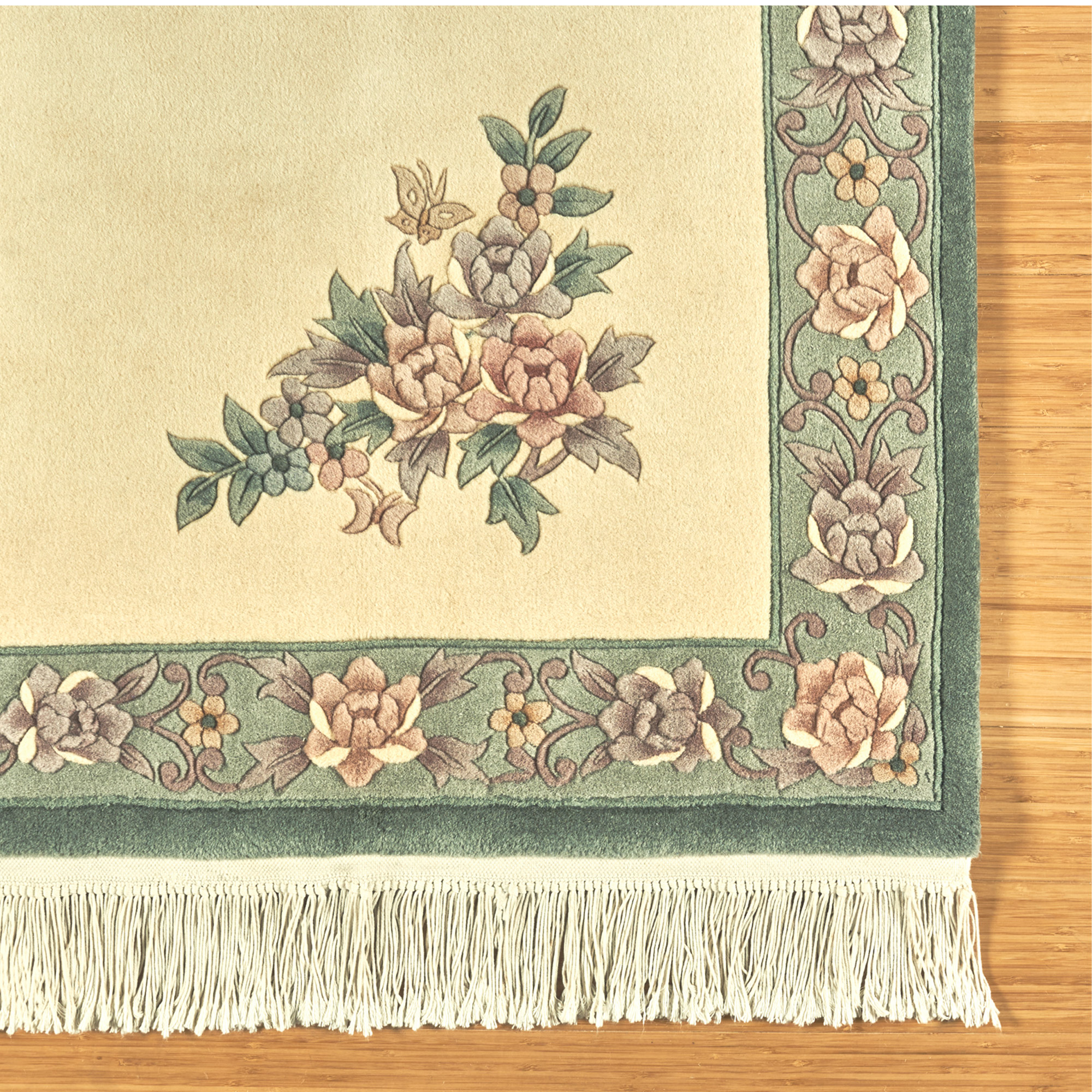 Pagoda Hand Knotted Rug Collection, Shan Floral Ivory Sage | Costco