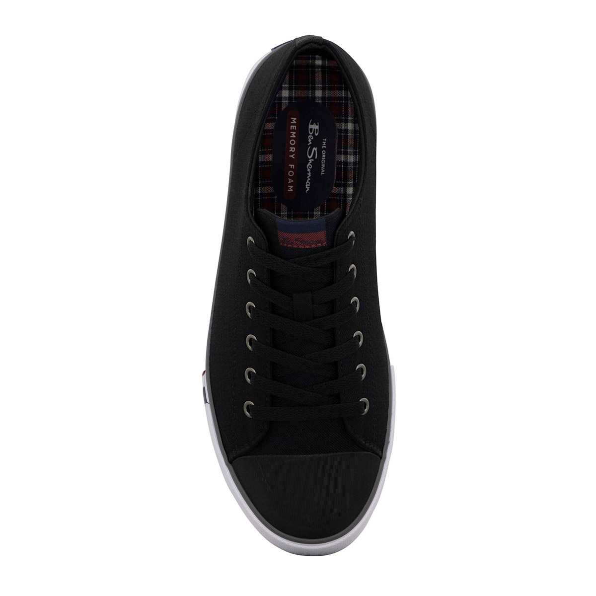 Ben Sherman Men's Canvas Shoes Sneakers Memory Foam Insole New Black White 8.5-1