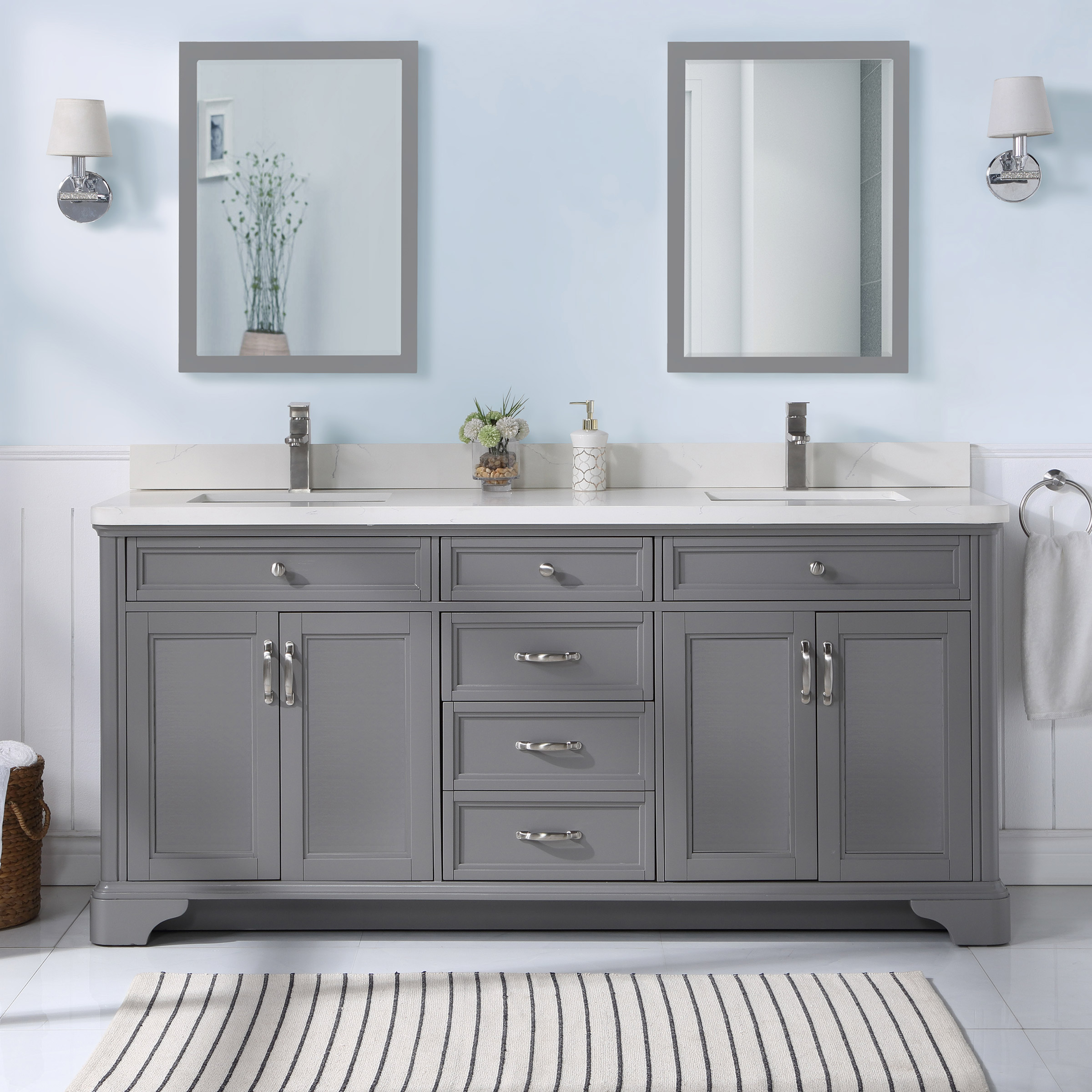 Northridge Home Augusta 72 in. Double Bathroom Vanity with