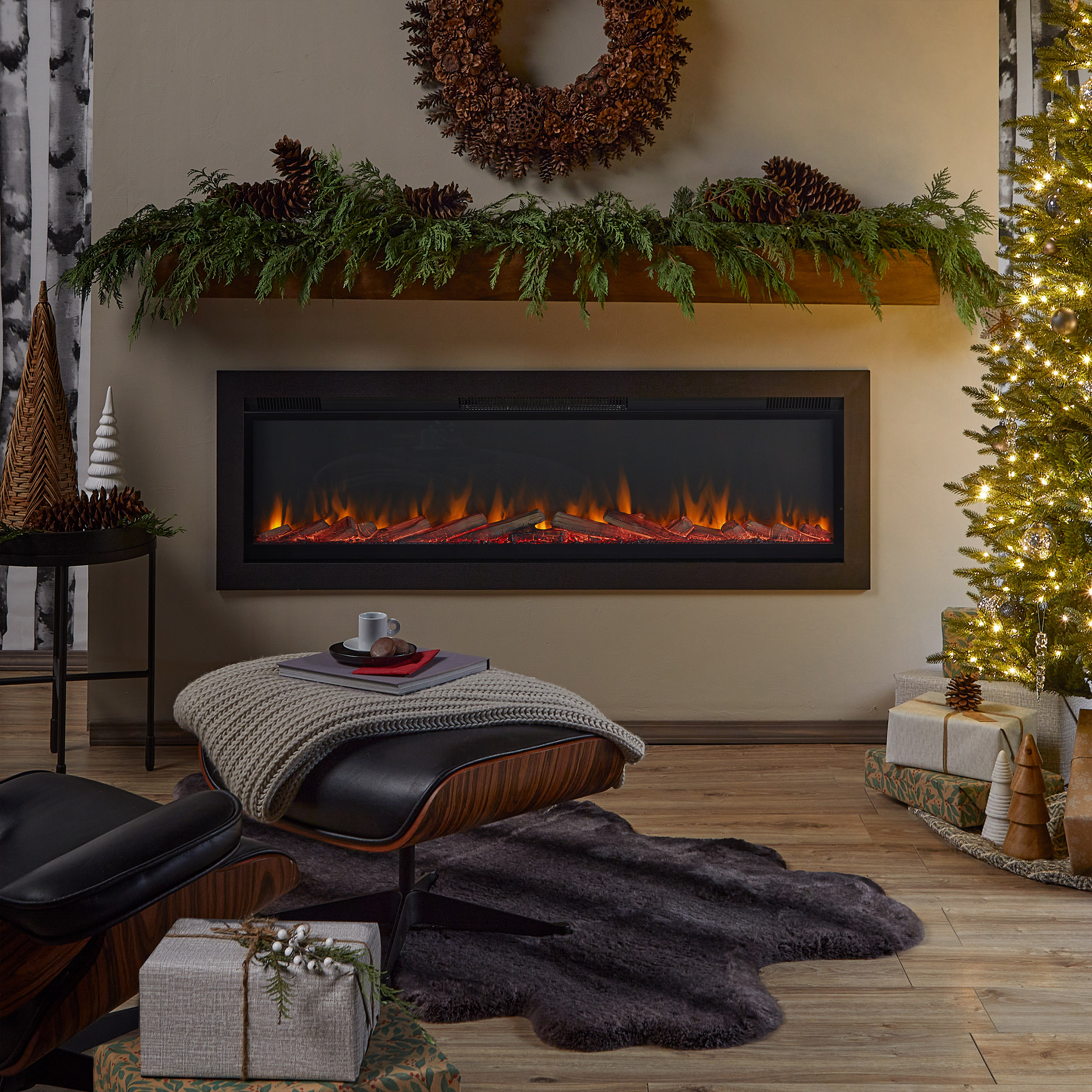 Real Flame 165.1 cm (65 in.) Wall-Mount or Recessed Electric