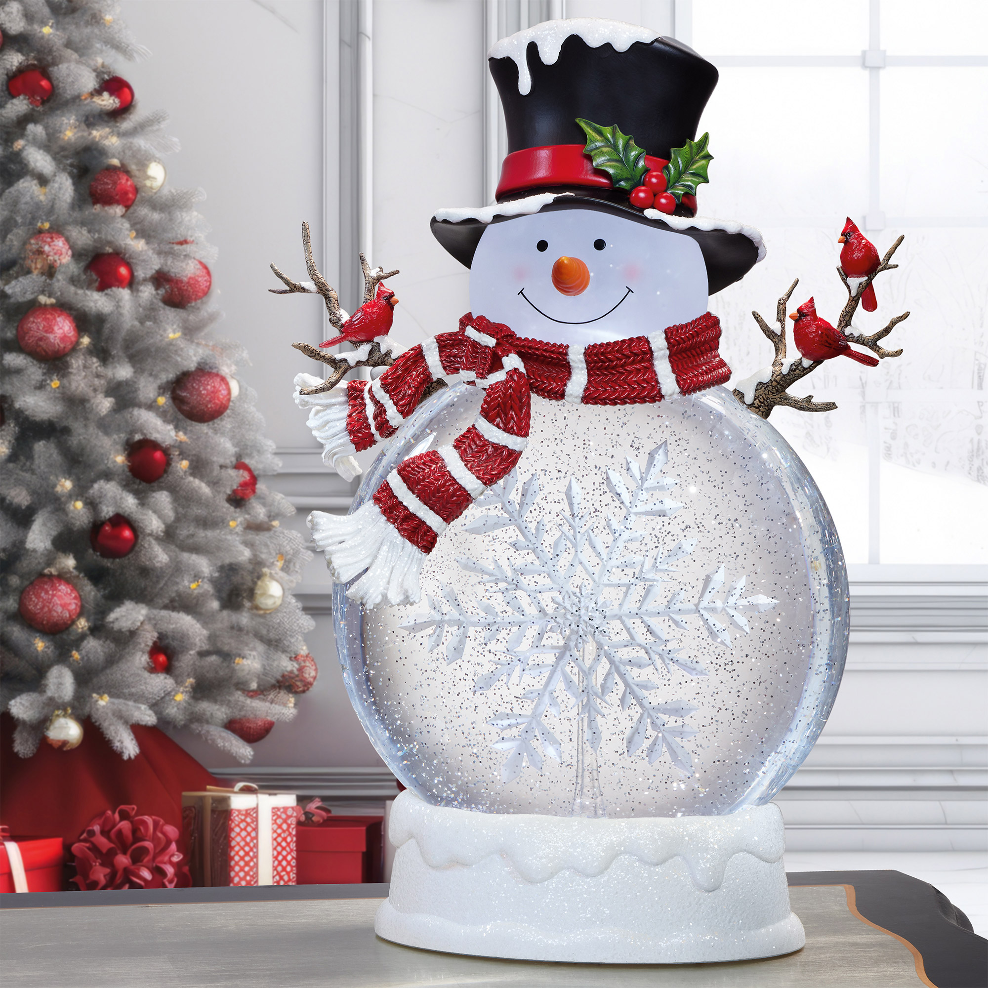 雪夜月season3 Celebration Model 720ml 45.7 cm (18 in.) Holiday Snowman with Glitter and LED Lights