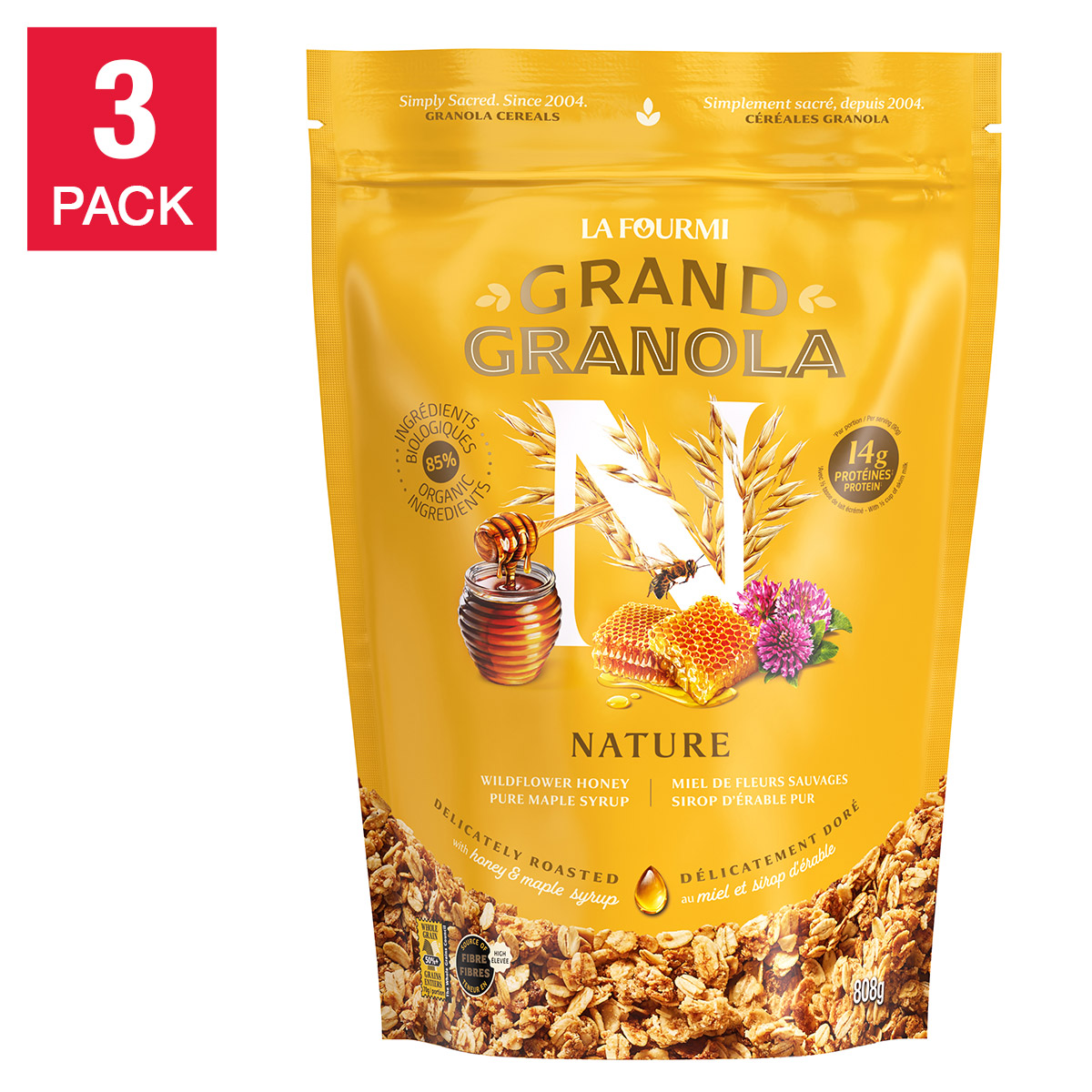 La Fourmi Grand Granola Nature, 3 × 808 g