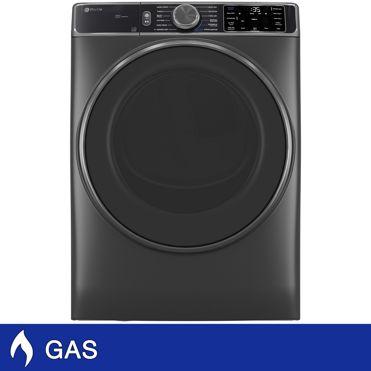 GE Profile 7.8 cu. ft. Smart GAS Dryer with Steam, Sanitize and Quick Dry Cycles, Reversible Door, WiFi