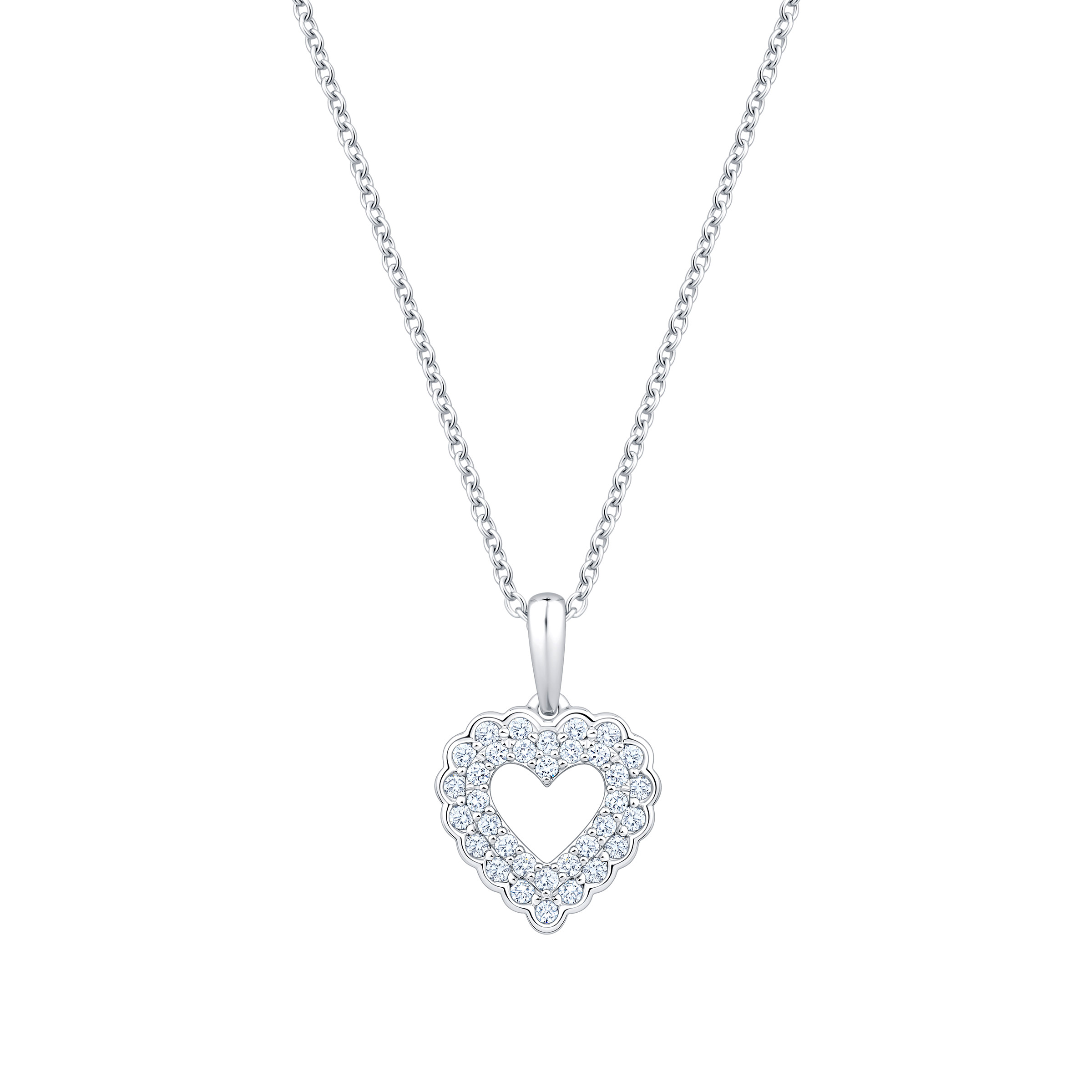 Round Brilliant Diamond Two Row Heart Pendant (0.20 ctw)