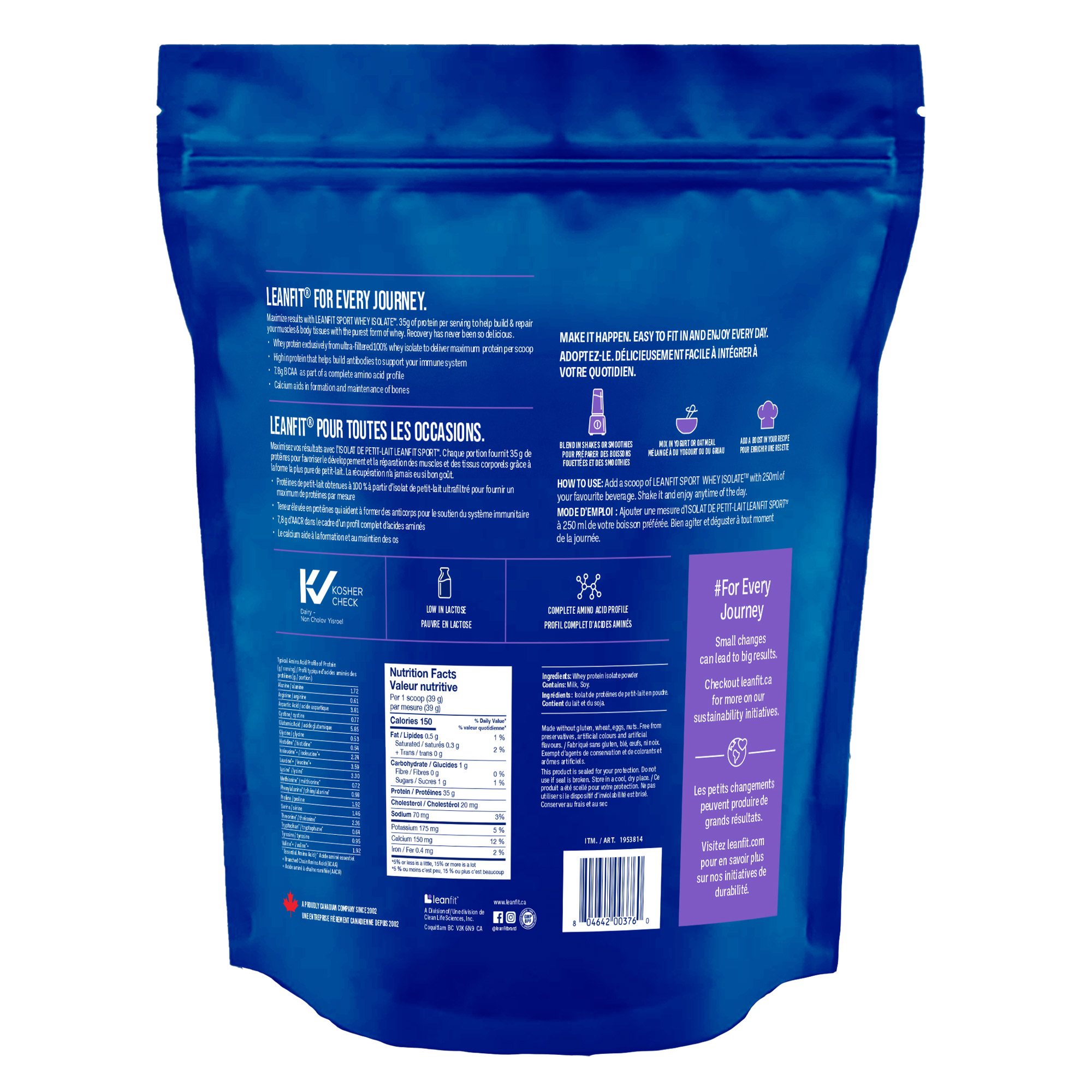 Leanfit Sport Whey Isolate, Unflavoured, 2 kg | Costco