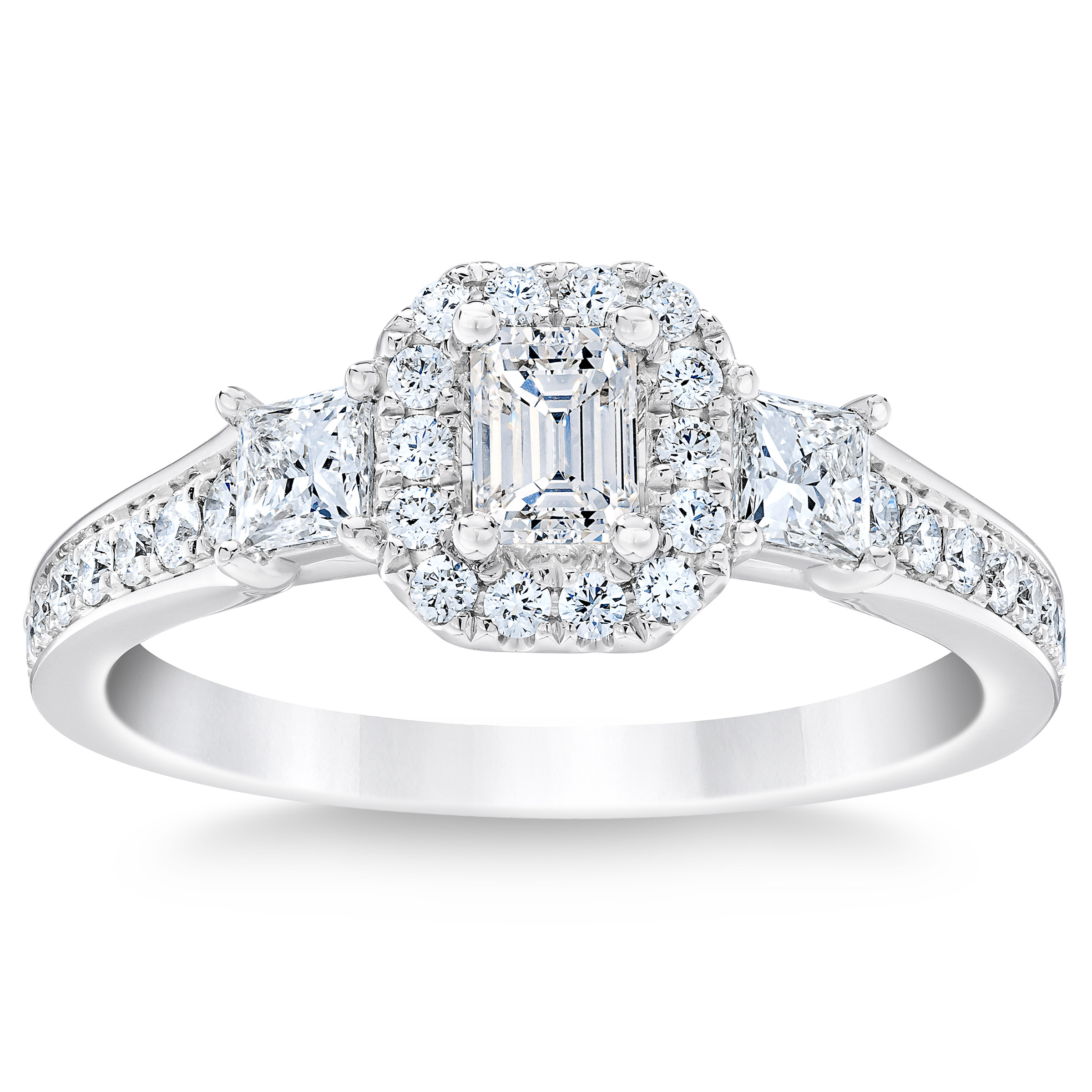 Emerald Cut, Princess Cut and Round Brilliant Diamond Ring (0.98 ctw)
