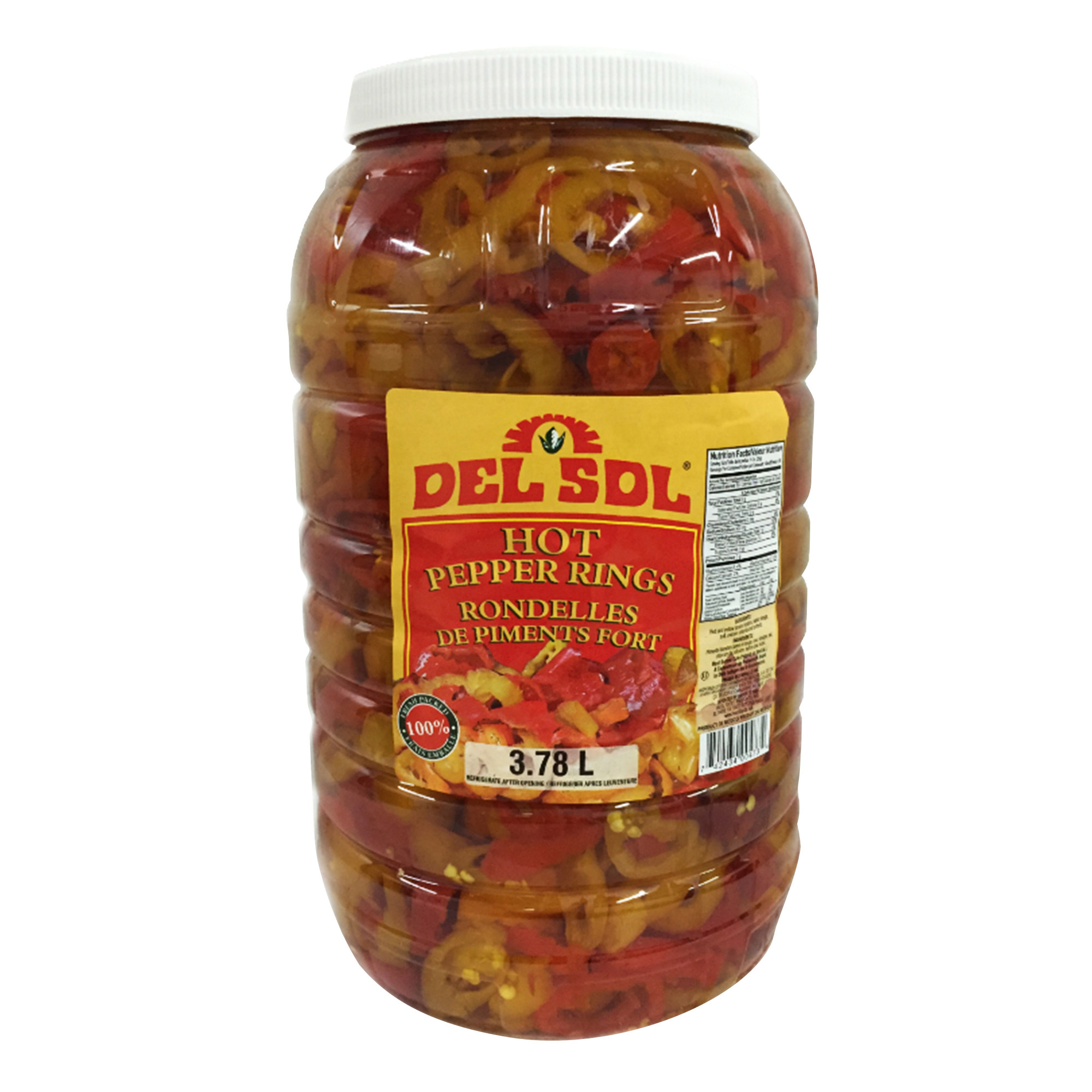 Del Sol Hot Pepper Rings, 3.78 L