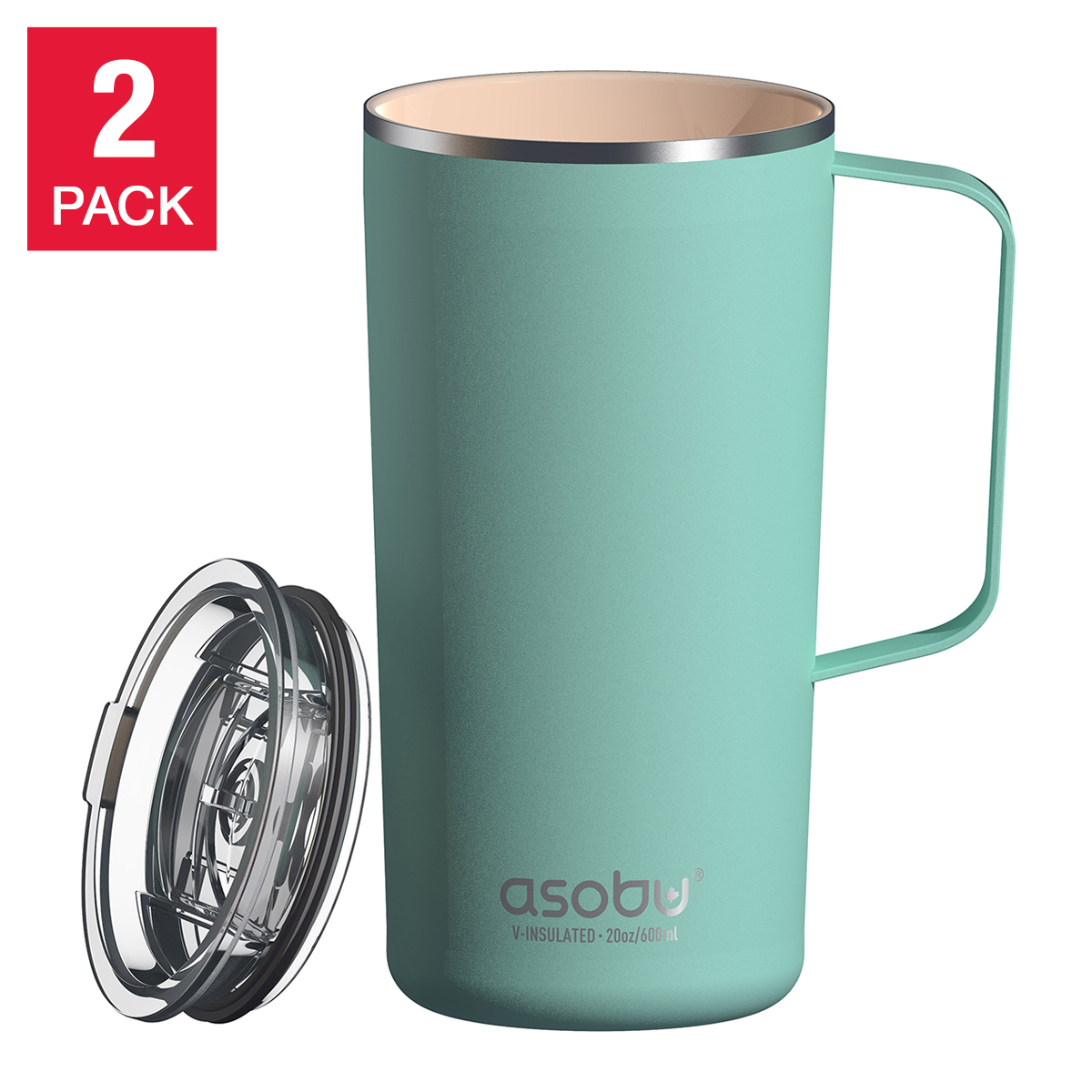 Asobu Ceramic 590 ml (20 oz) Mug, 2-pack
