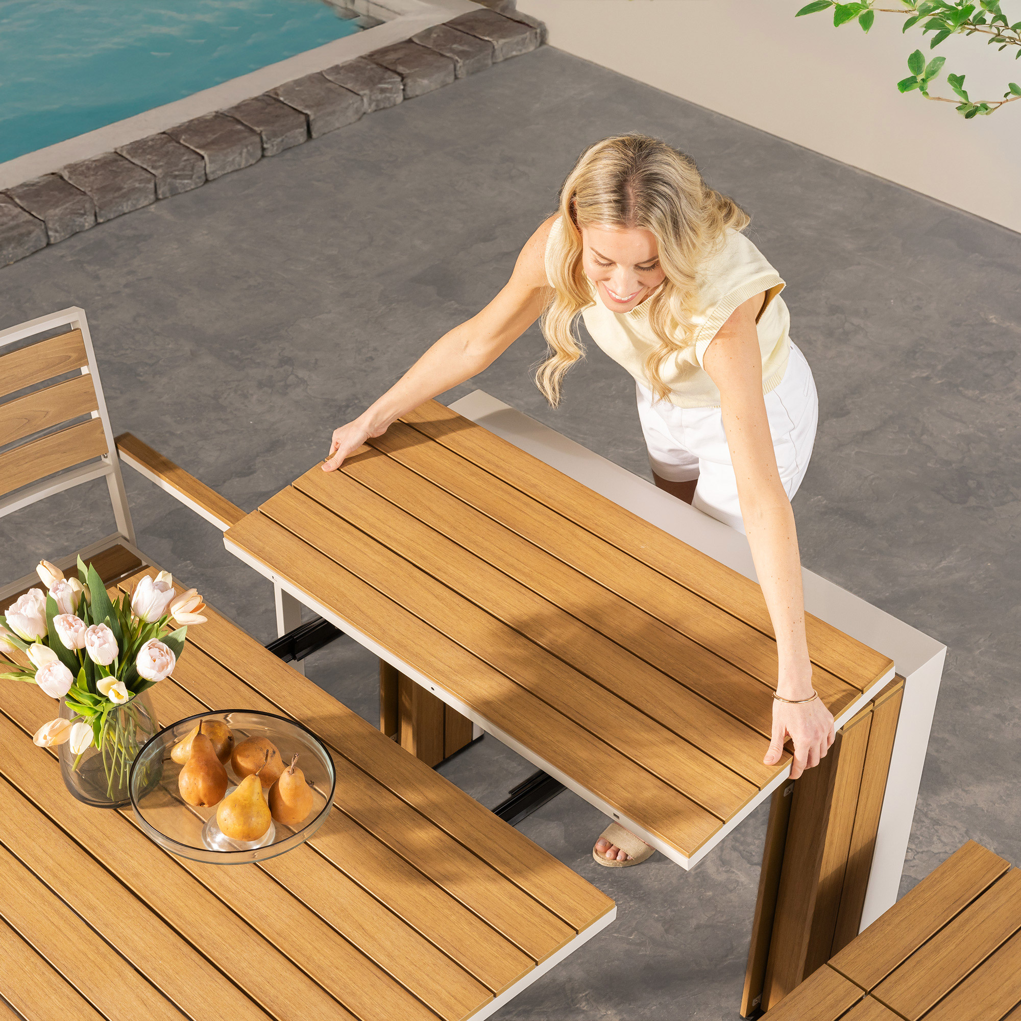 Transformer Table Extendable Outdoor Patio Dining Set | Costco