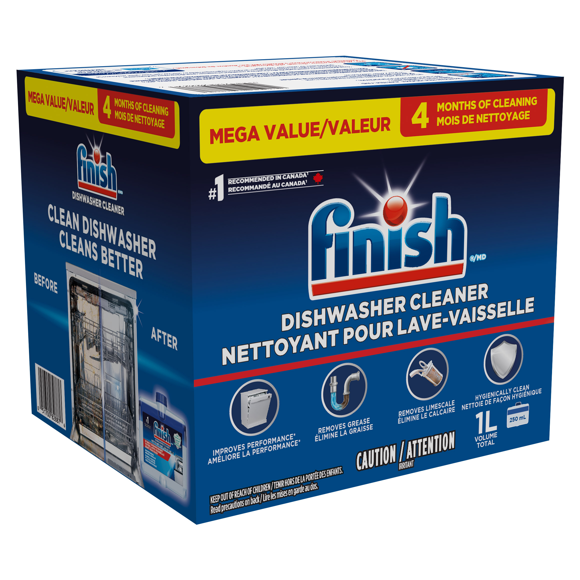 Finish Dishwasher Cleaner, 4 × 250 mL