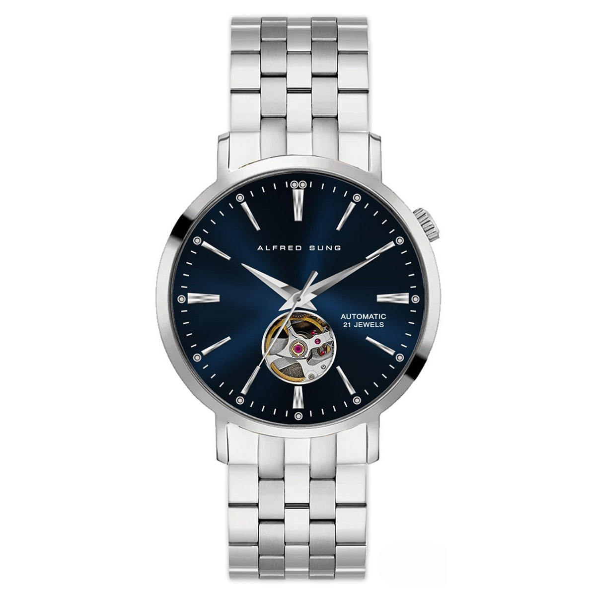 Alfred Sung Blue Dial Mens Watch