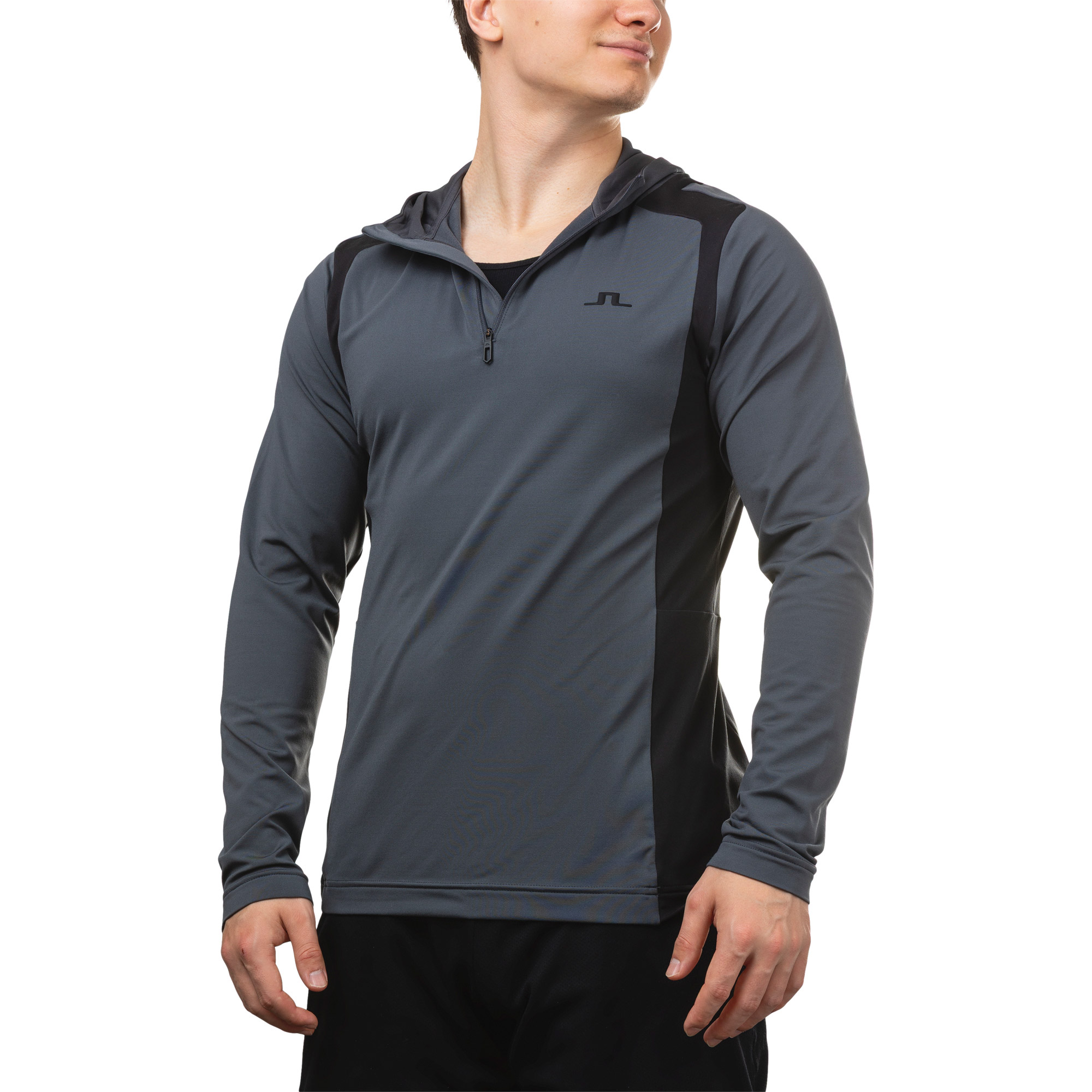 J. Lindeberg Men's 1/4 Zip Long Sleeve Hooded Top