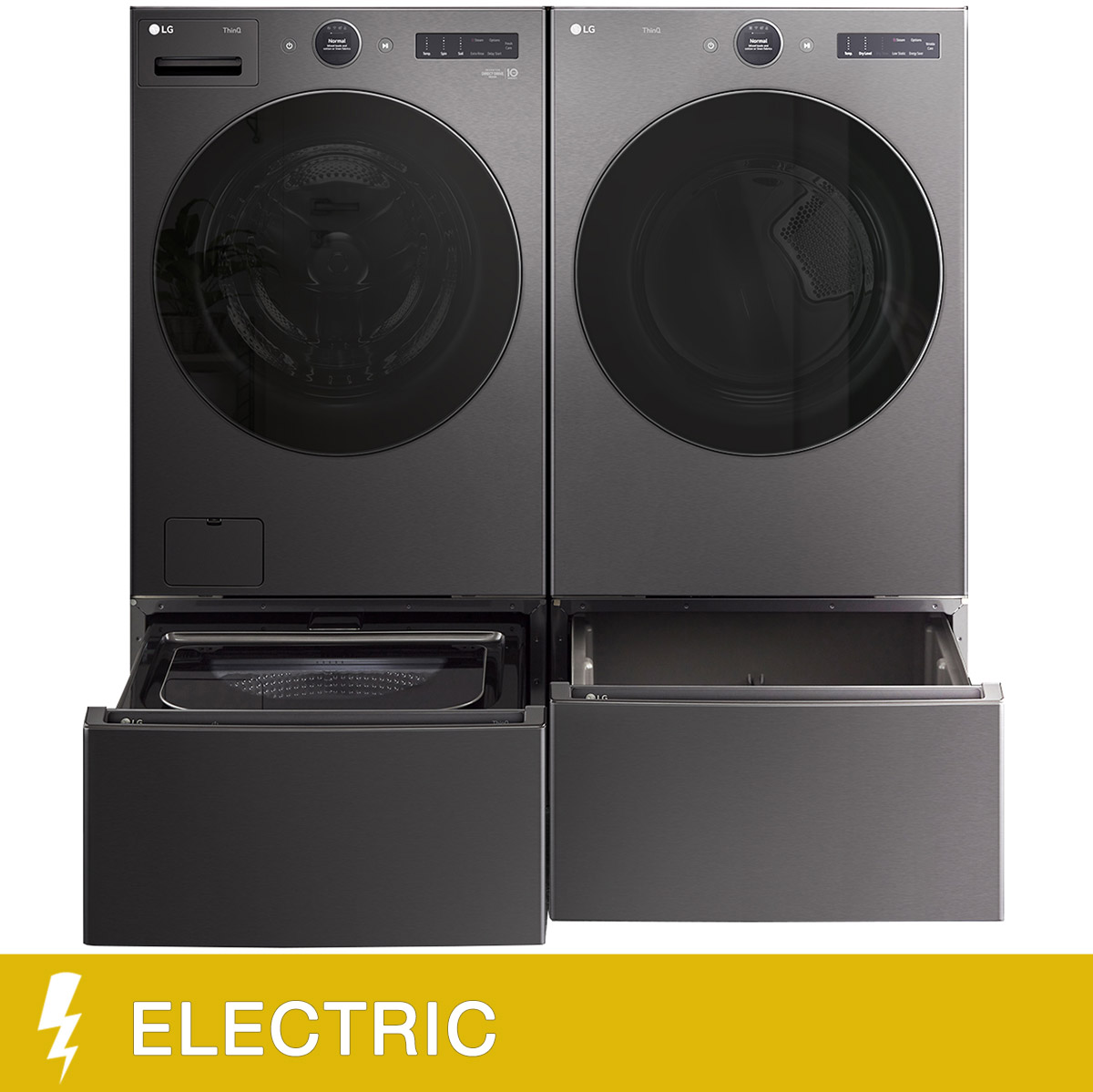 LG Laundry Bundle 5.8 cu ft. Front Load Washer and 7.4 cu ft. Electric Steam Dryer with 1.0 cu ft. SideKick Washer and Storage Pedestal