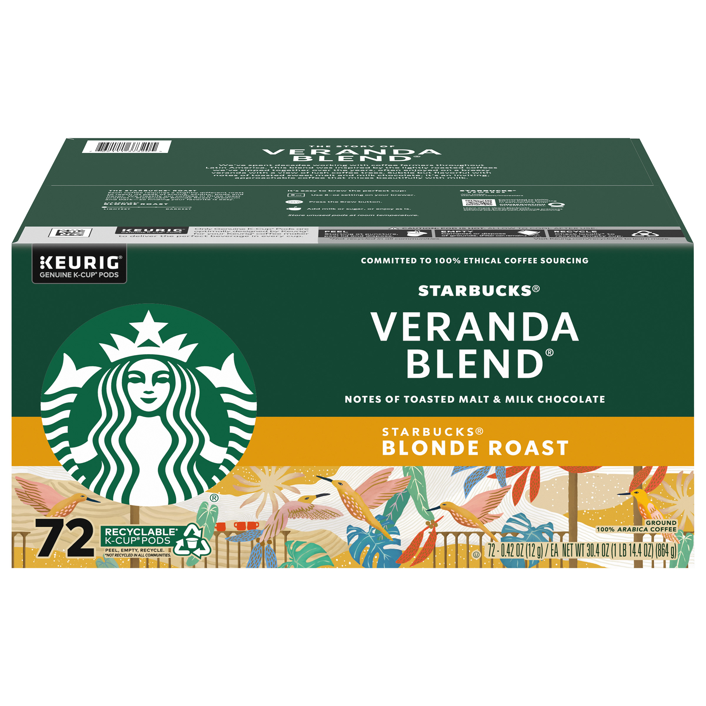 Starbucks Coffee Veranda Blend Blonde Roast K-Cup  72-count